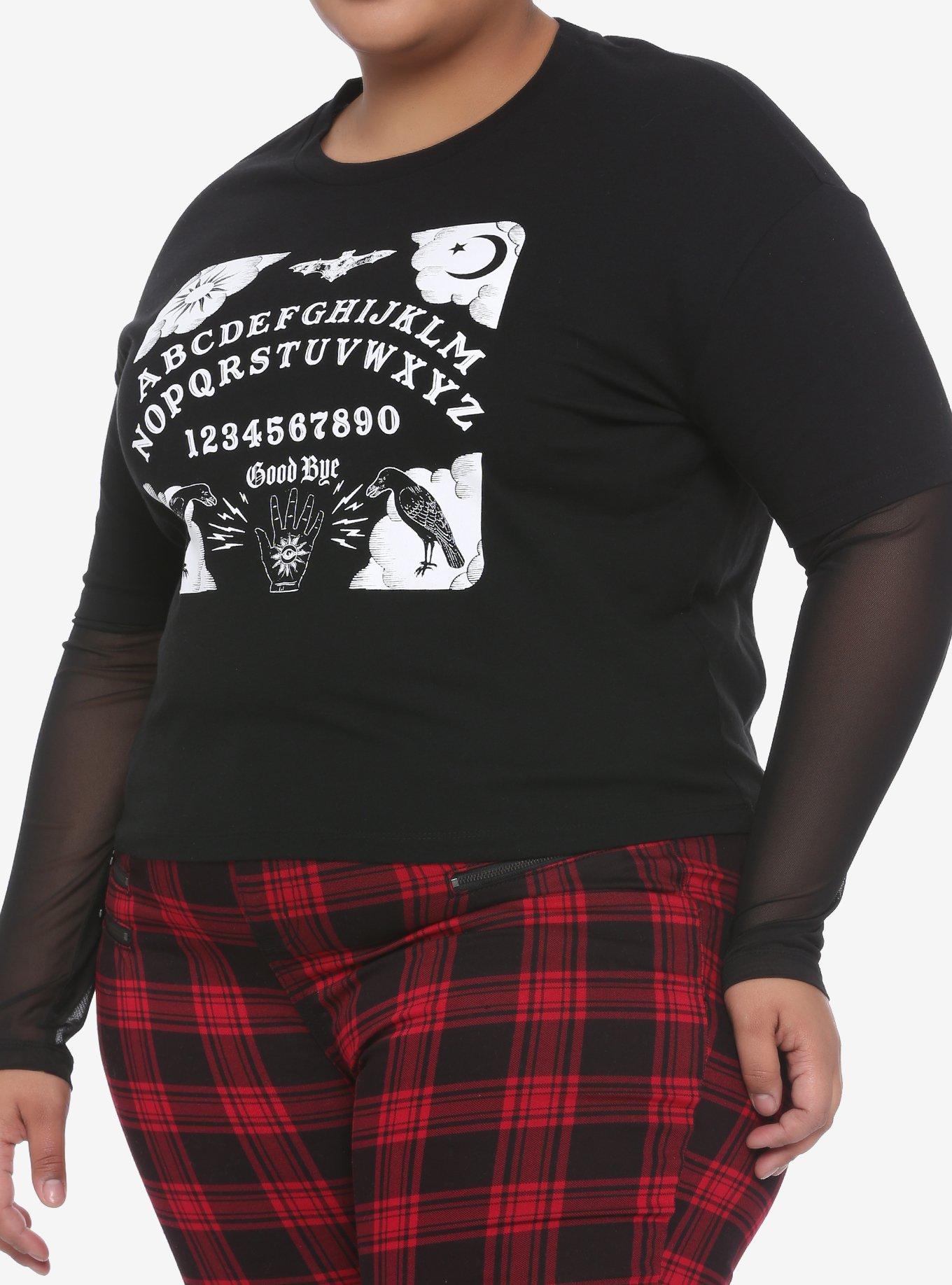 Spirit Board Mesh Sleeves Girls Crop Long-Sleeve T-Shirt Plus Size, BLACK, hi-res