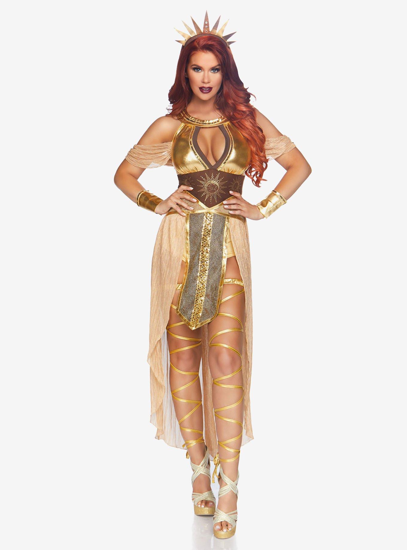 3 Piece Sun Goddess Costume, GOLD, hi-res