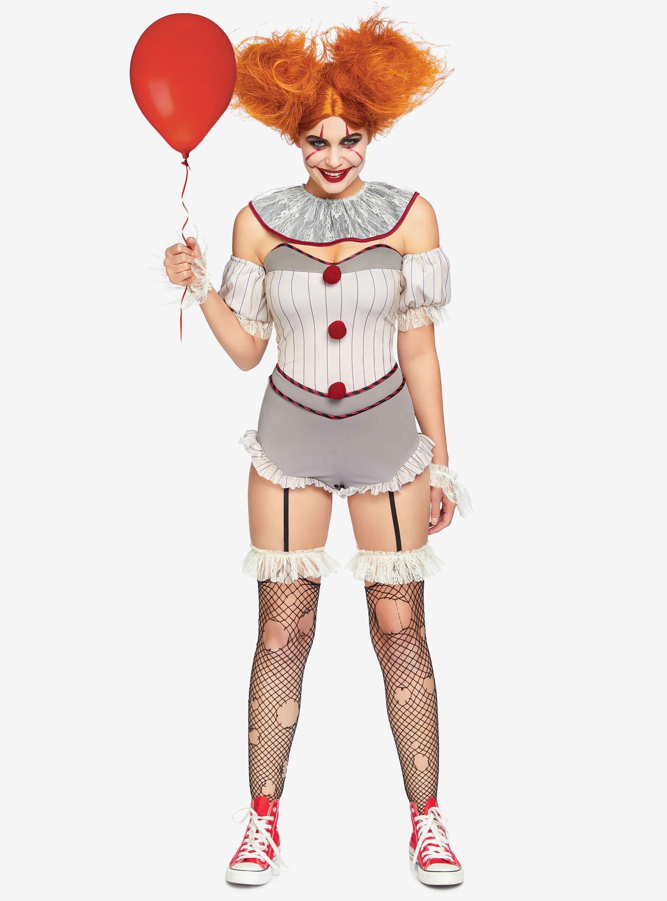 4 Piece Killer Clown Costume, GREY, hi-res