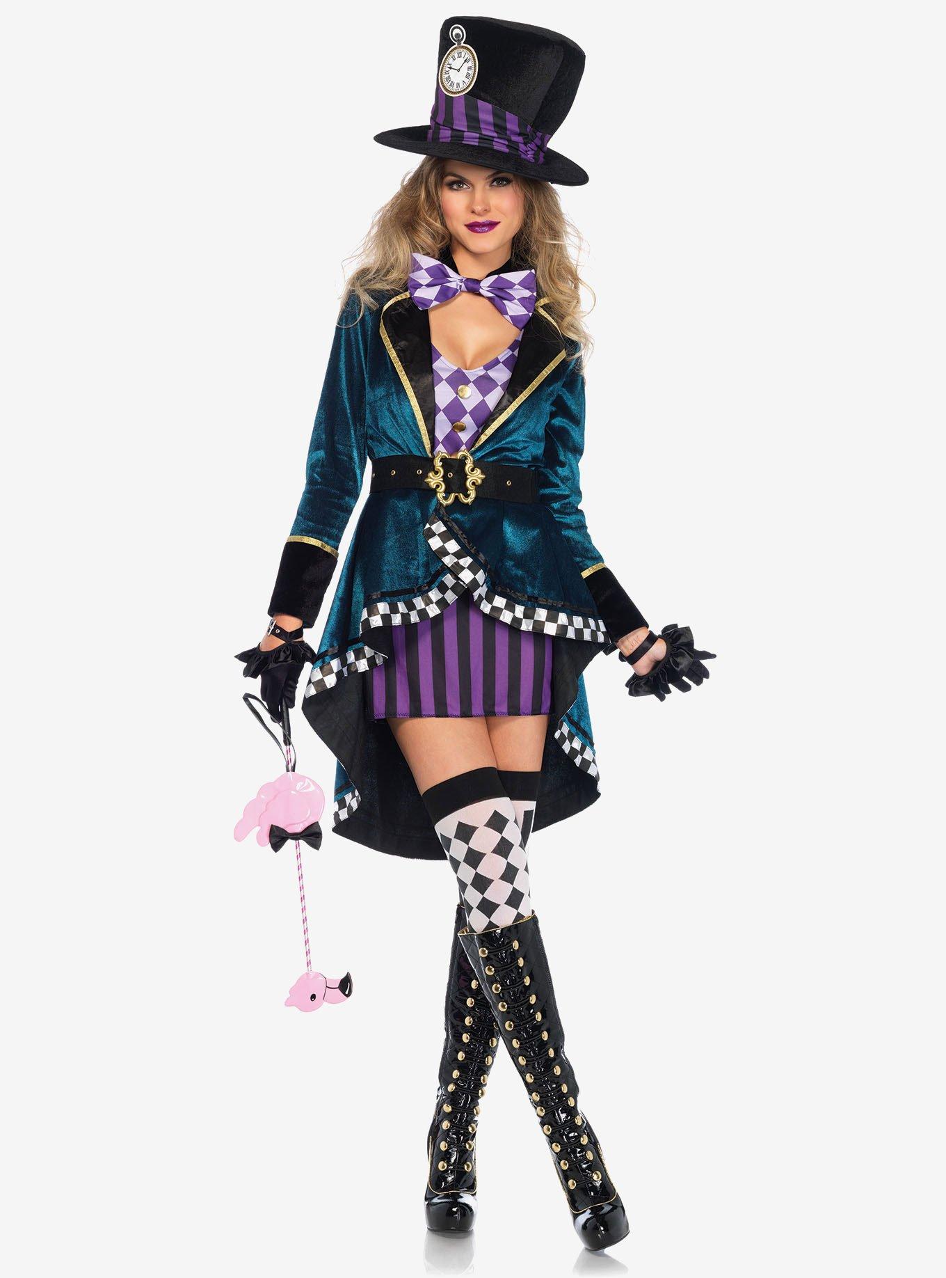 5 Piece Delightful Hatter Costume, , hi-res