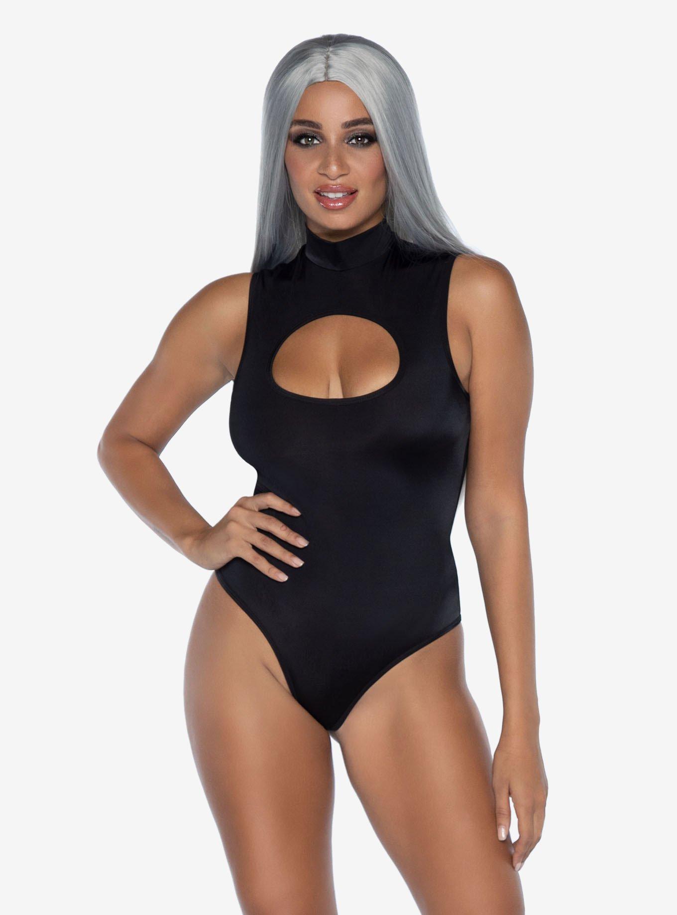 Hot Topic Black Spandex Keyhole Bodysuit