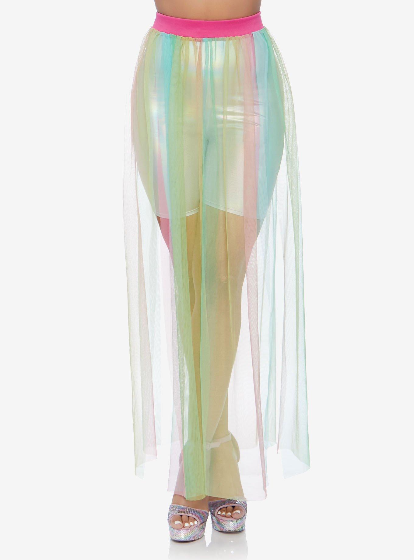 Multicolor Multi Slit Sheer Skirt, , hi-res