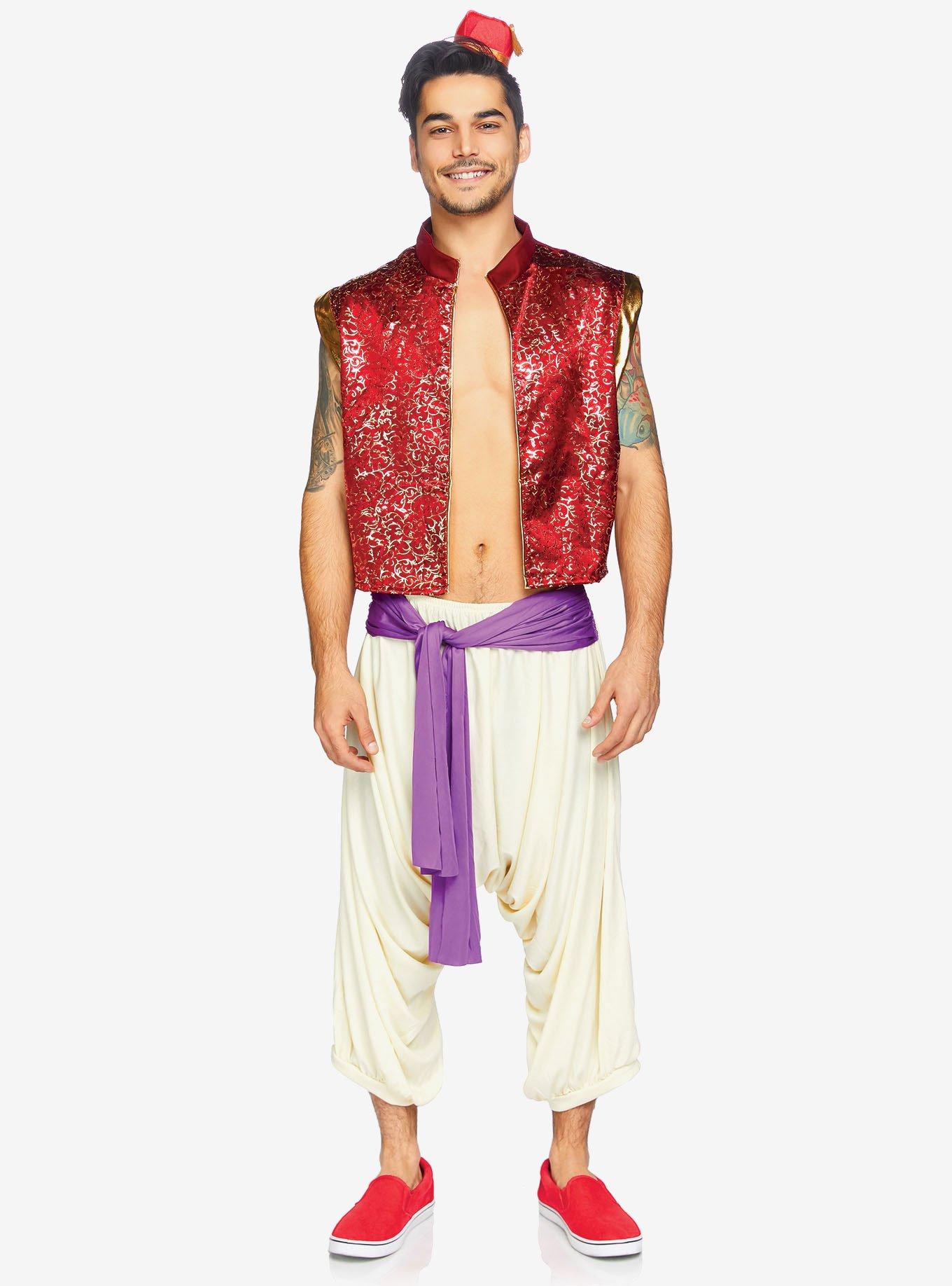 3 Piece Desert Prince Costume, WHITE  RED, hi-res