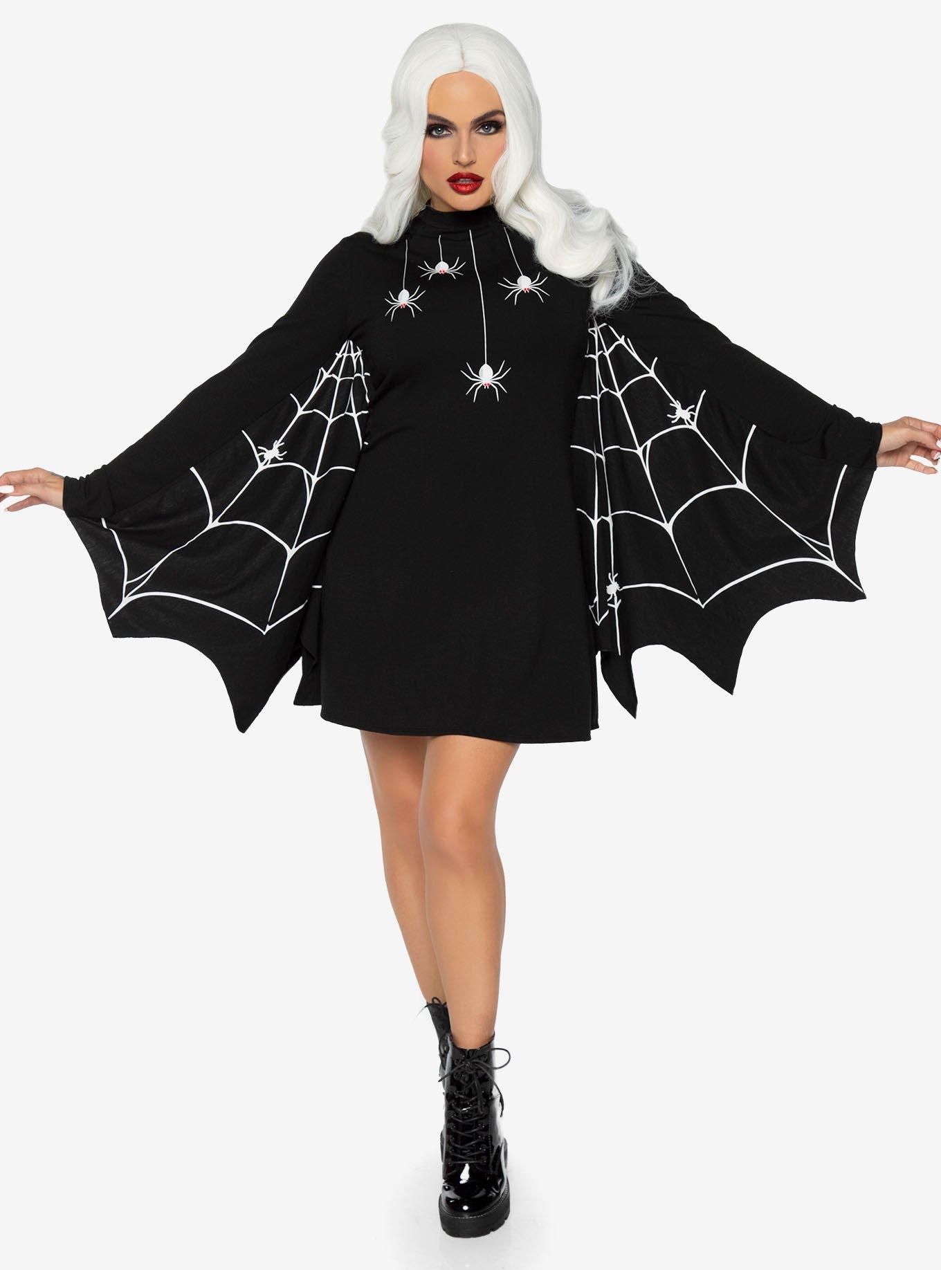 Spiderweb Winged Dress, BLACK, hi-res