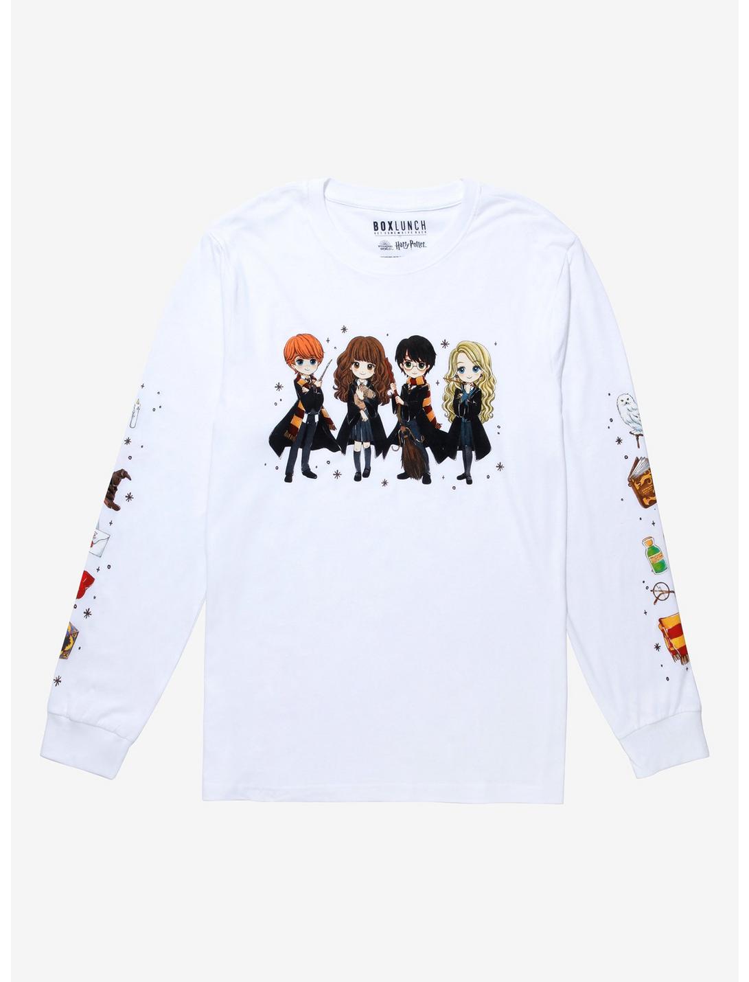 Harry Potter Chibi Characters Women's Long Sleeve T-Shirt - BoxLunch Exclusive, TAN/BEIGE, hi-res