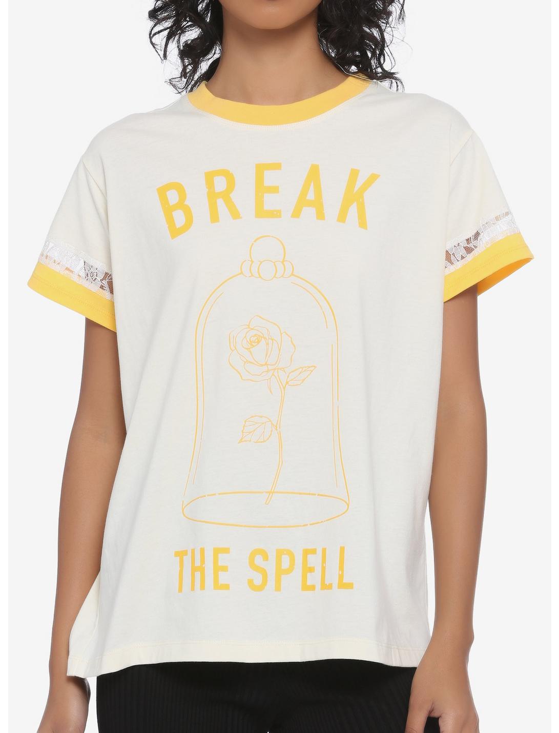 Disney Beauty And The Beast Break The Spell Lace Stripe Girls T-Shirt, MULTI, hi-res
