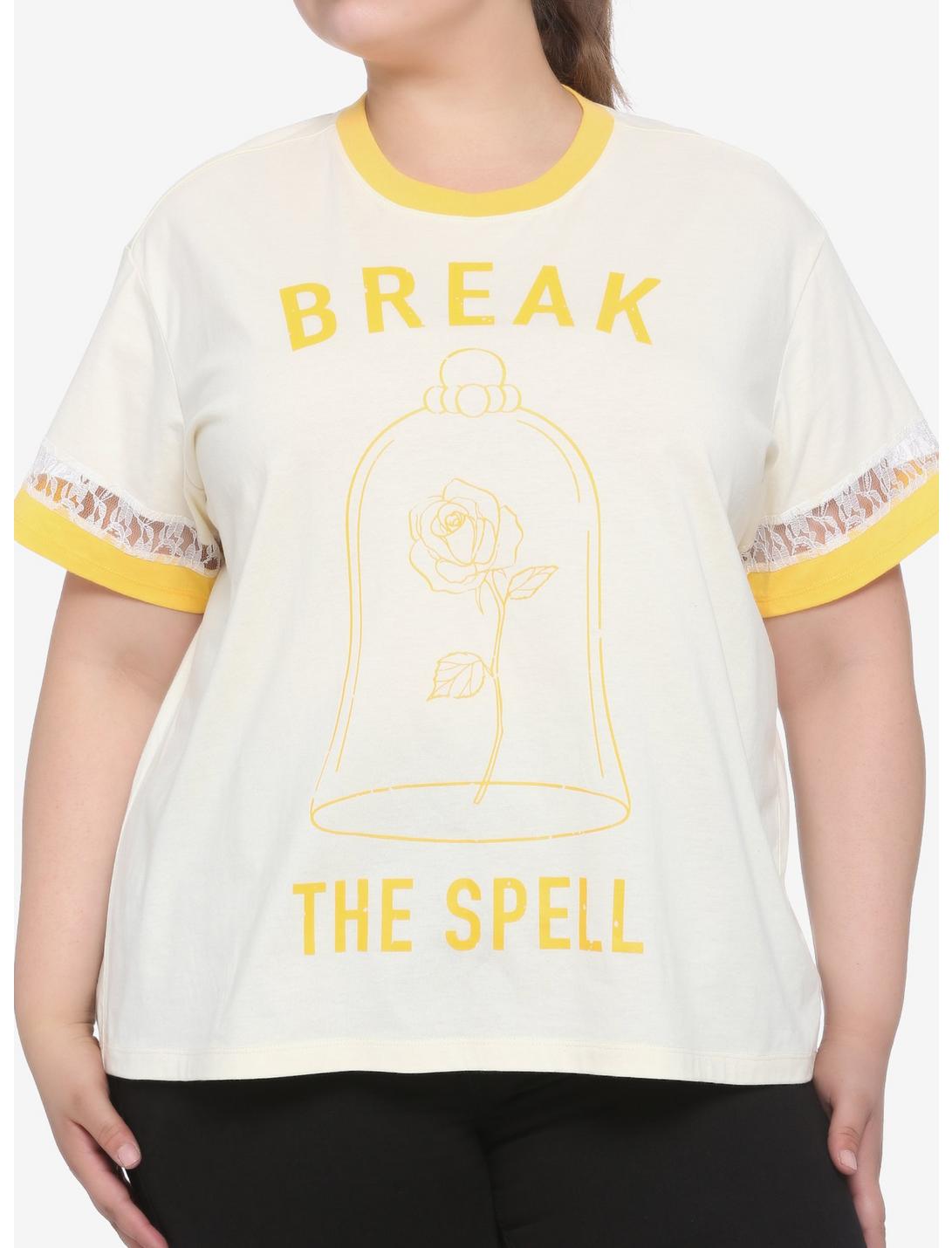 Disney Beauty And The Beast Break The Spell Lace Stripe Girls T-Shirt Plus Size, MULTI, hi-res