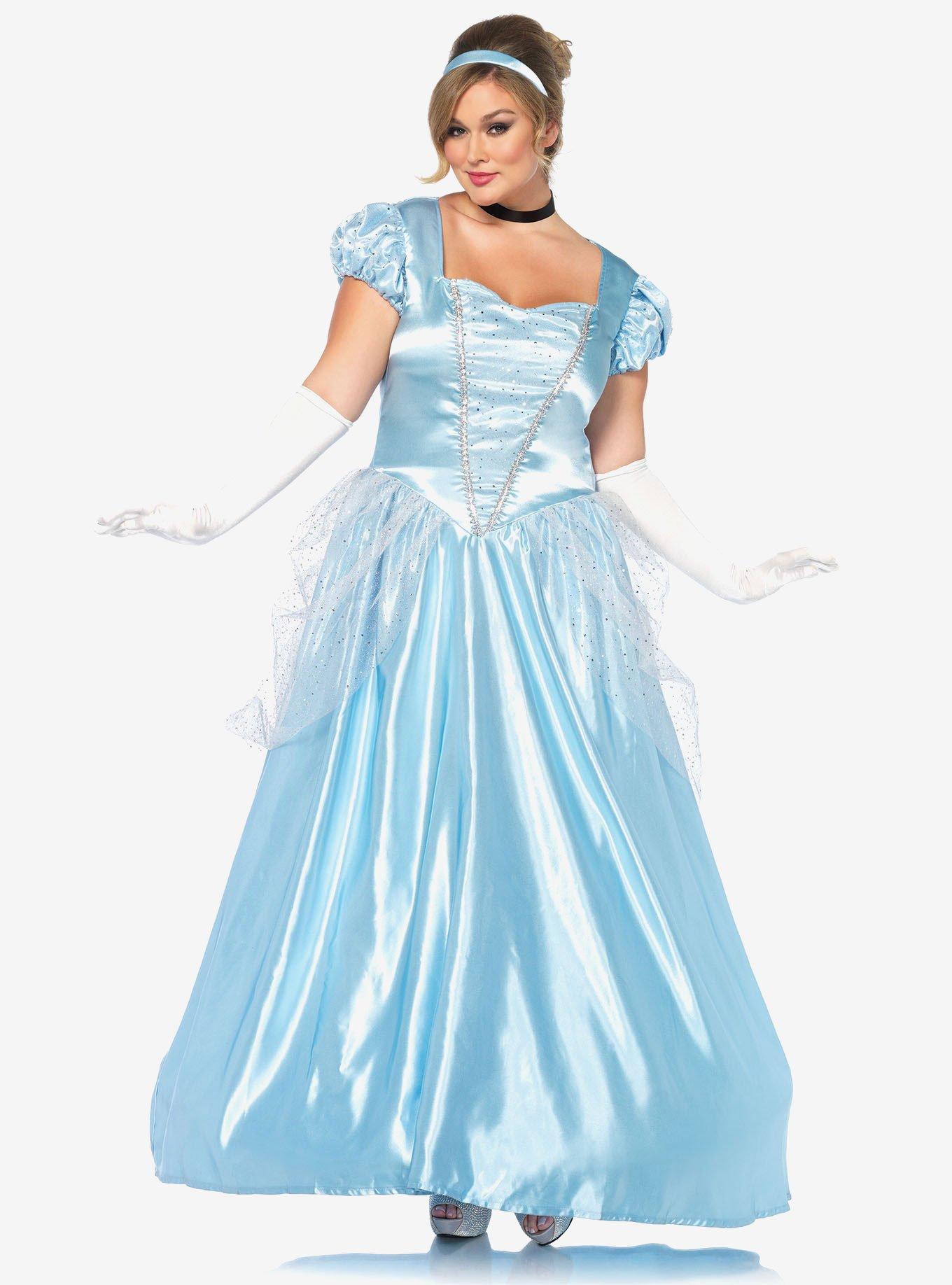 3 Piece Classic Princess Costume Plus Size, BLUE, hi-res