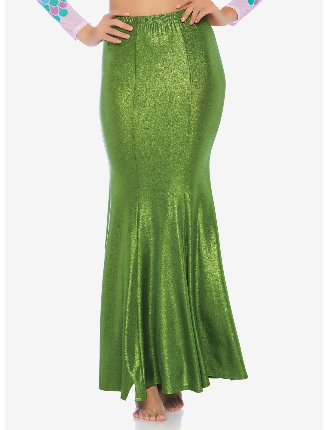 Green Shimmer Spandex Mermaid Skirt Plus Size, GREEN, hi-res