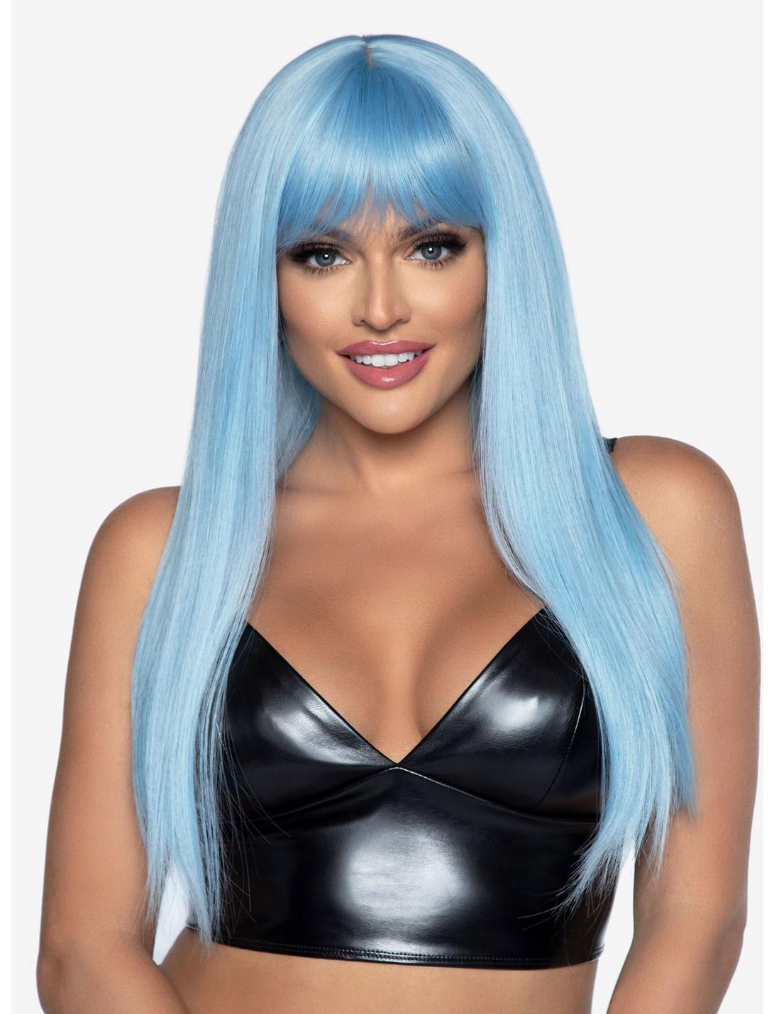 Long Straight Bang Wig Blue, , hi-res