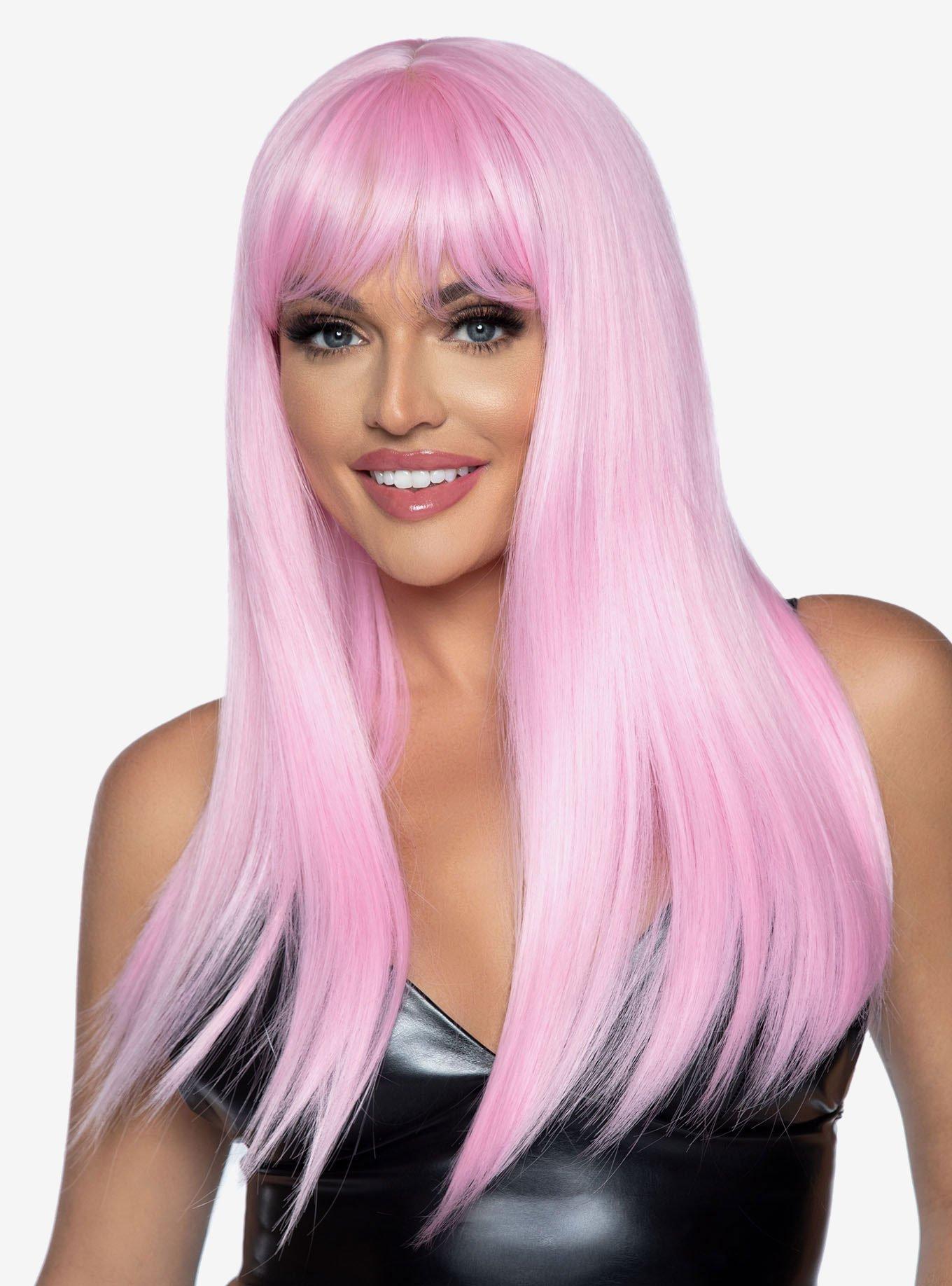 Long Straight Bang Wig Pink, , hi-res