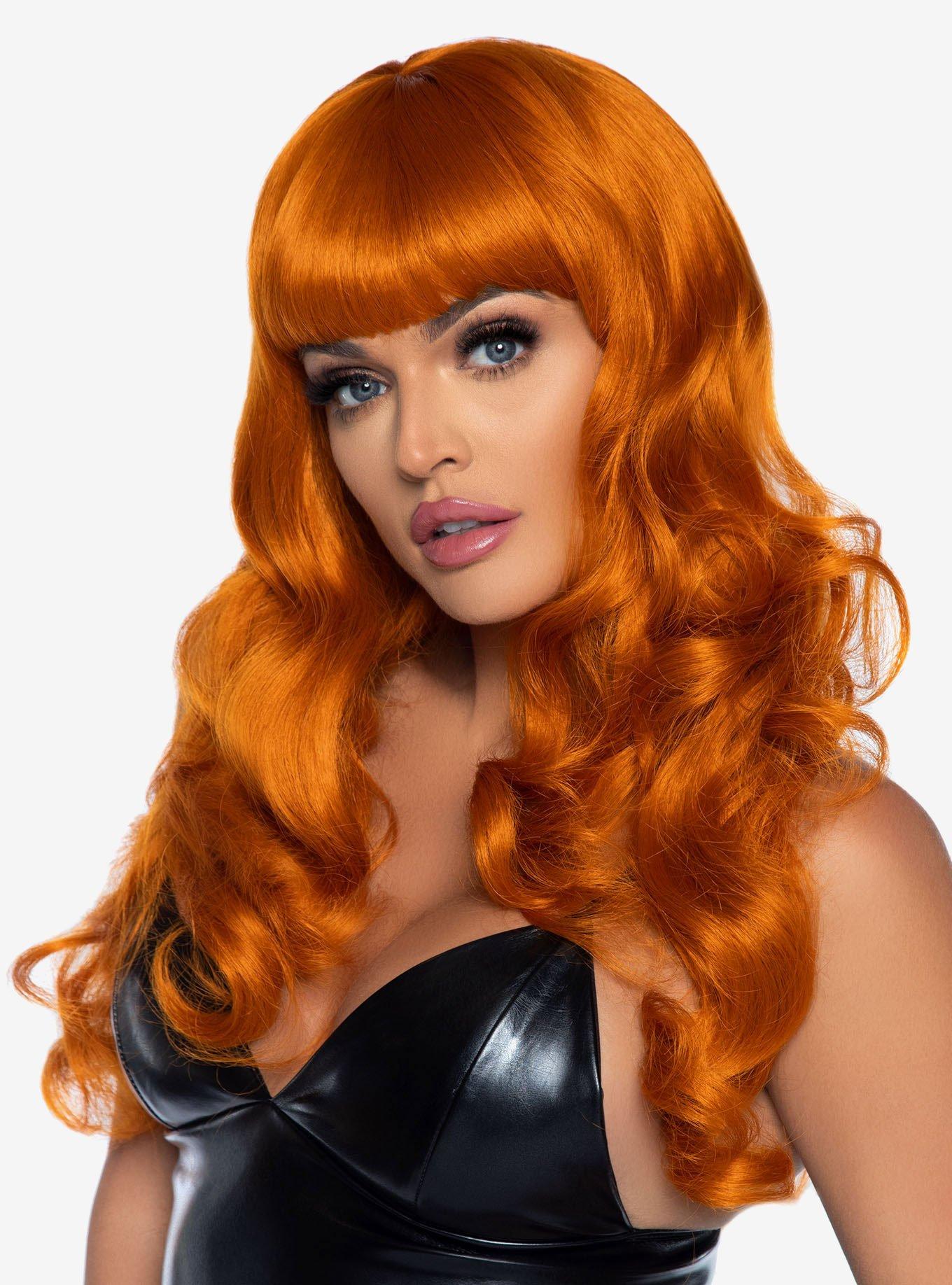 Long Wavy Bang Wig Ginger, , hi-res