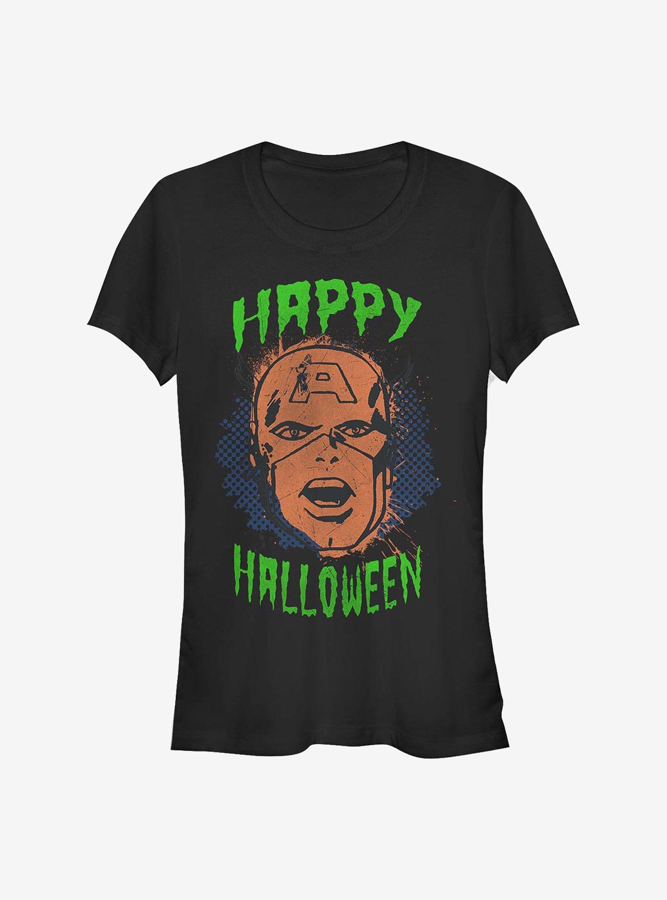 Marvel Captain America Captain America Face Halloween Girls T-Shirt, BLACK, hi-res