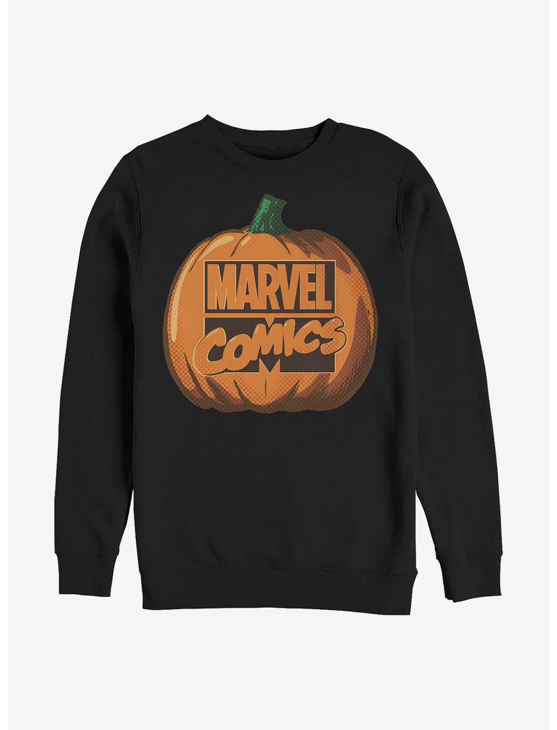 Marvel Logo Pumpkin Sweatshirt, BLACK, hi-res