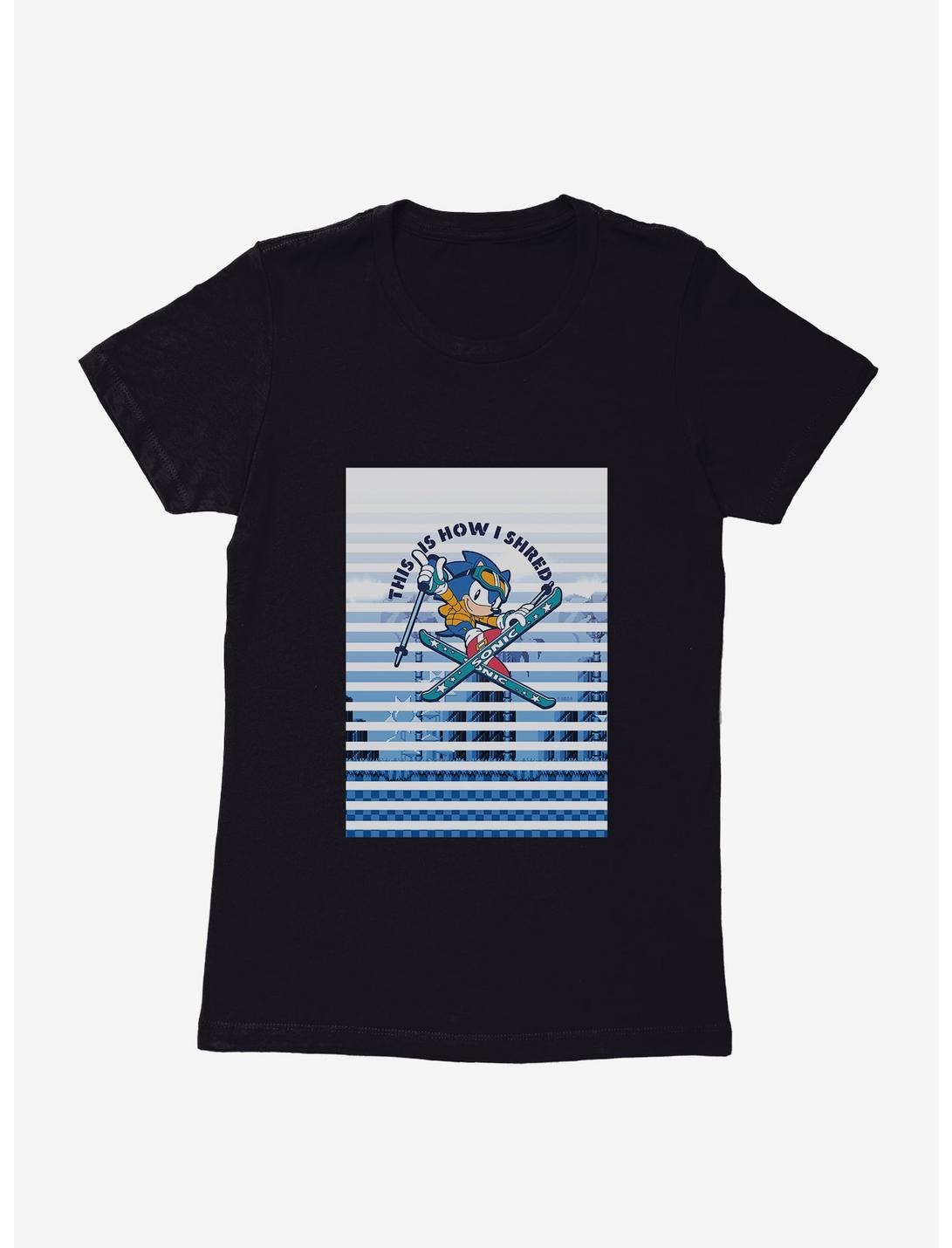 Sonic The Hedgehog Sonic Skiing Womens T-Shirt, BLACK, hi-res
