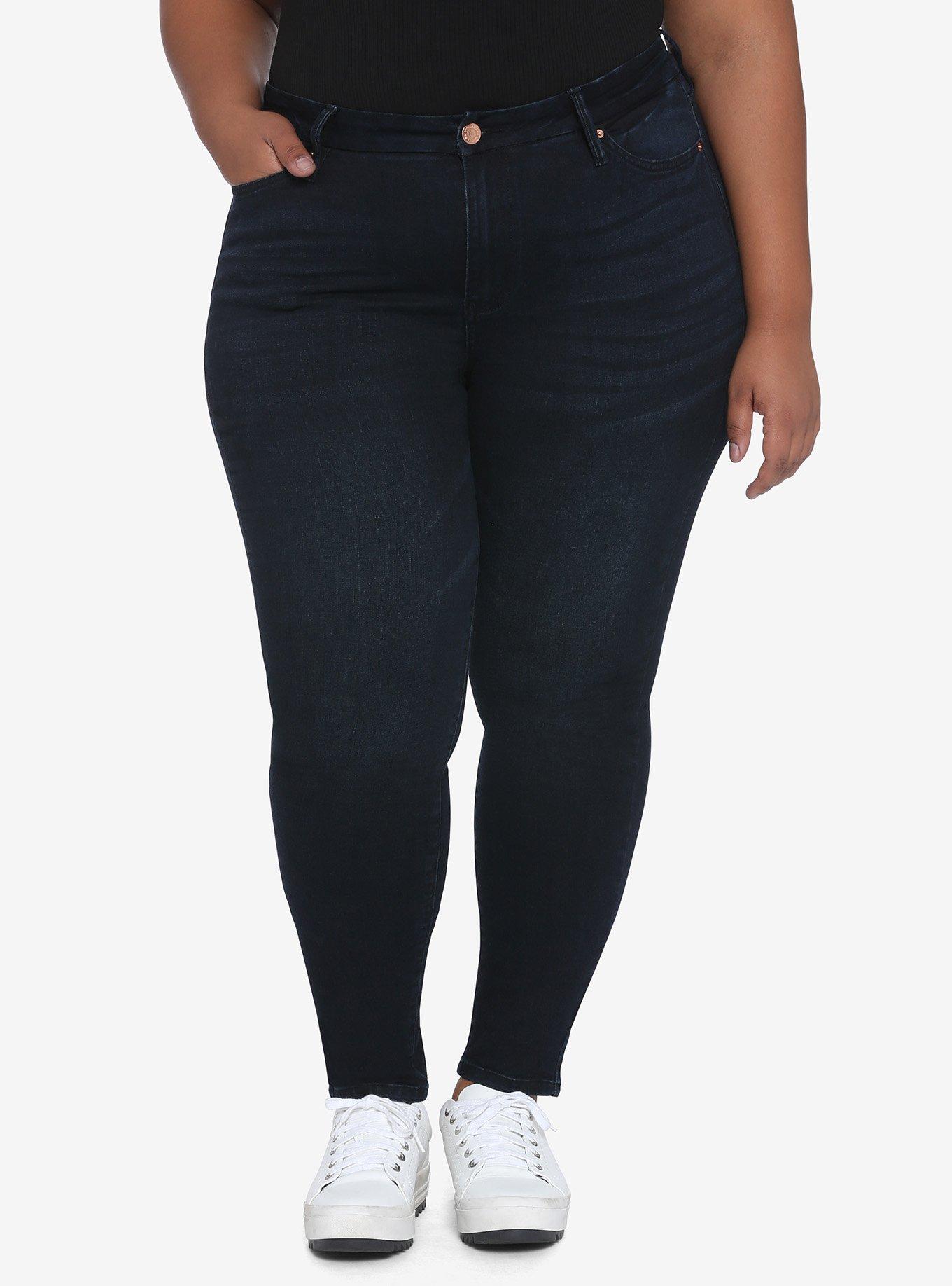 Dark Indigo Jeggings Plus Size, BLACK, hi-res