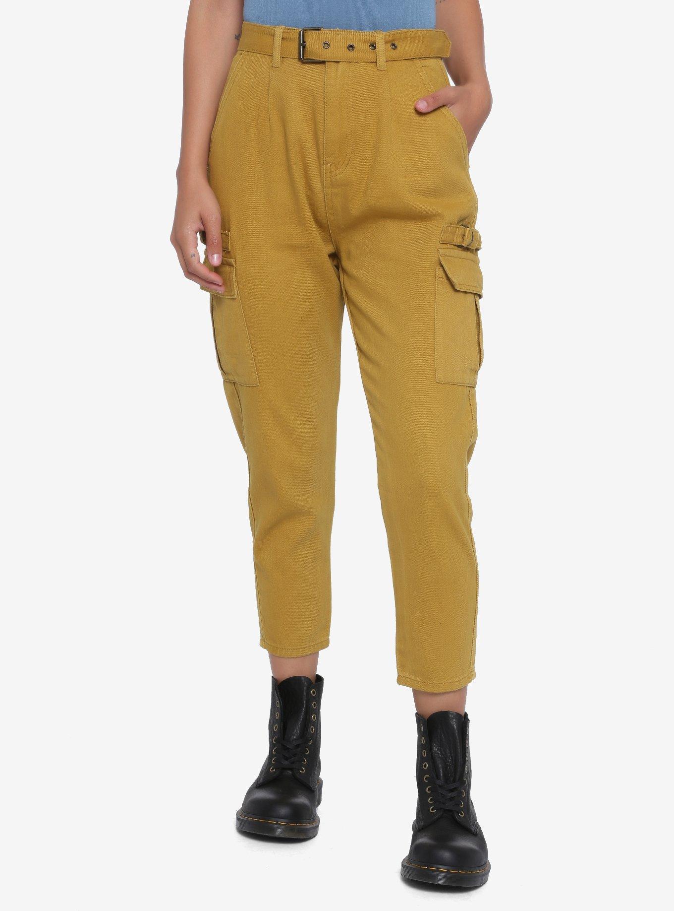 Camel Belted Cargo Pants, CAMEL, hi-res