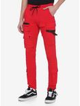Red & Black Cargo Jogger Pants, RED, hi-res