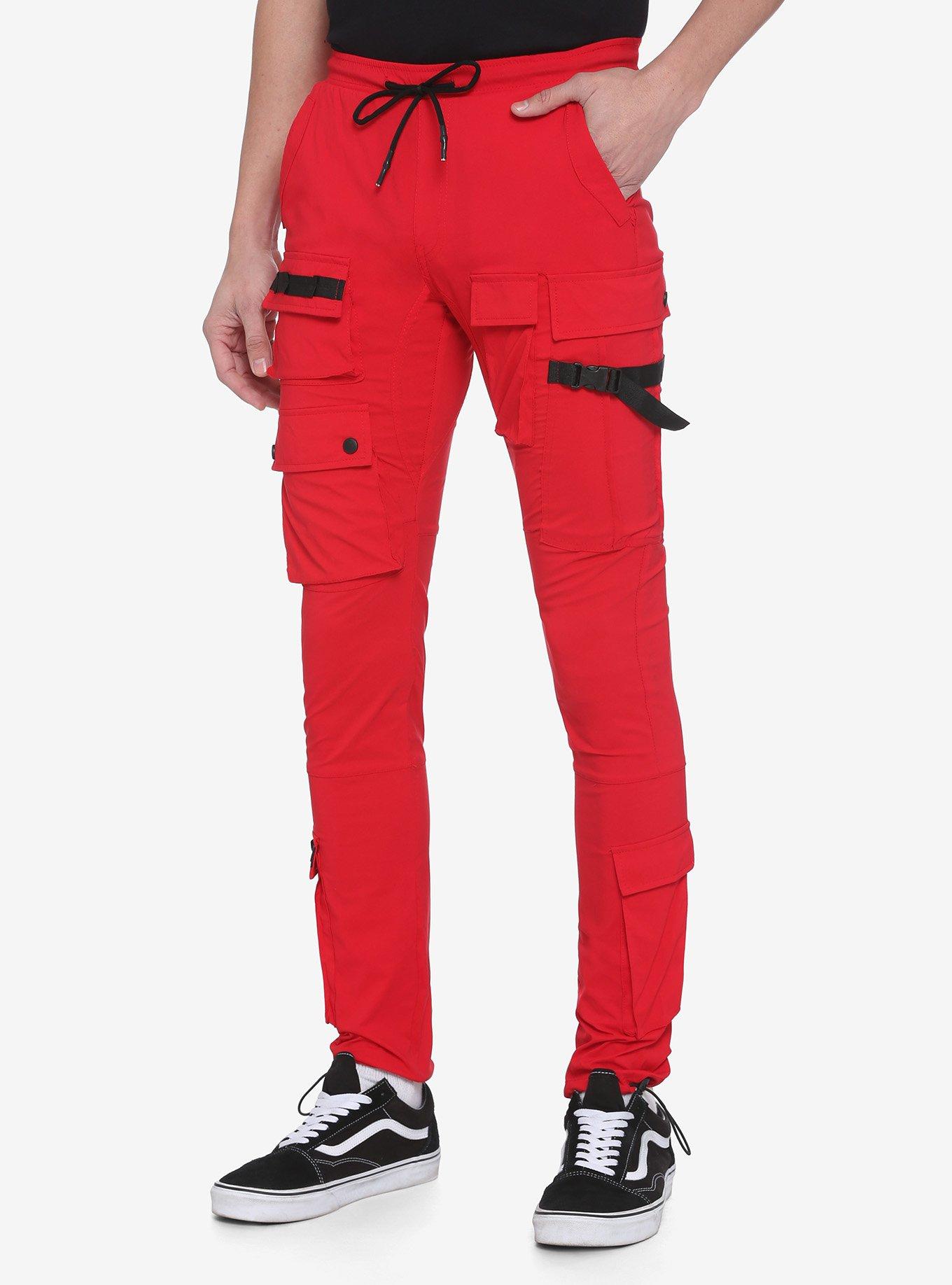 Hot Topic Black & Red Cargo Jogger Pants