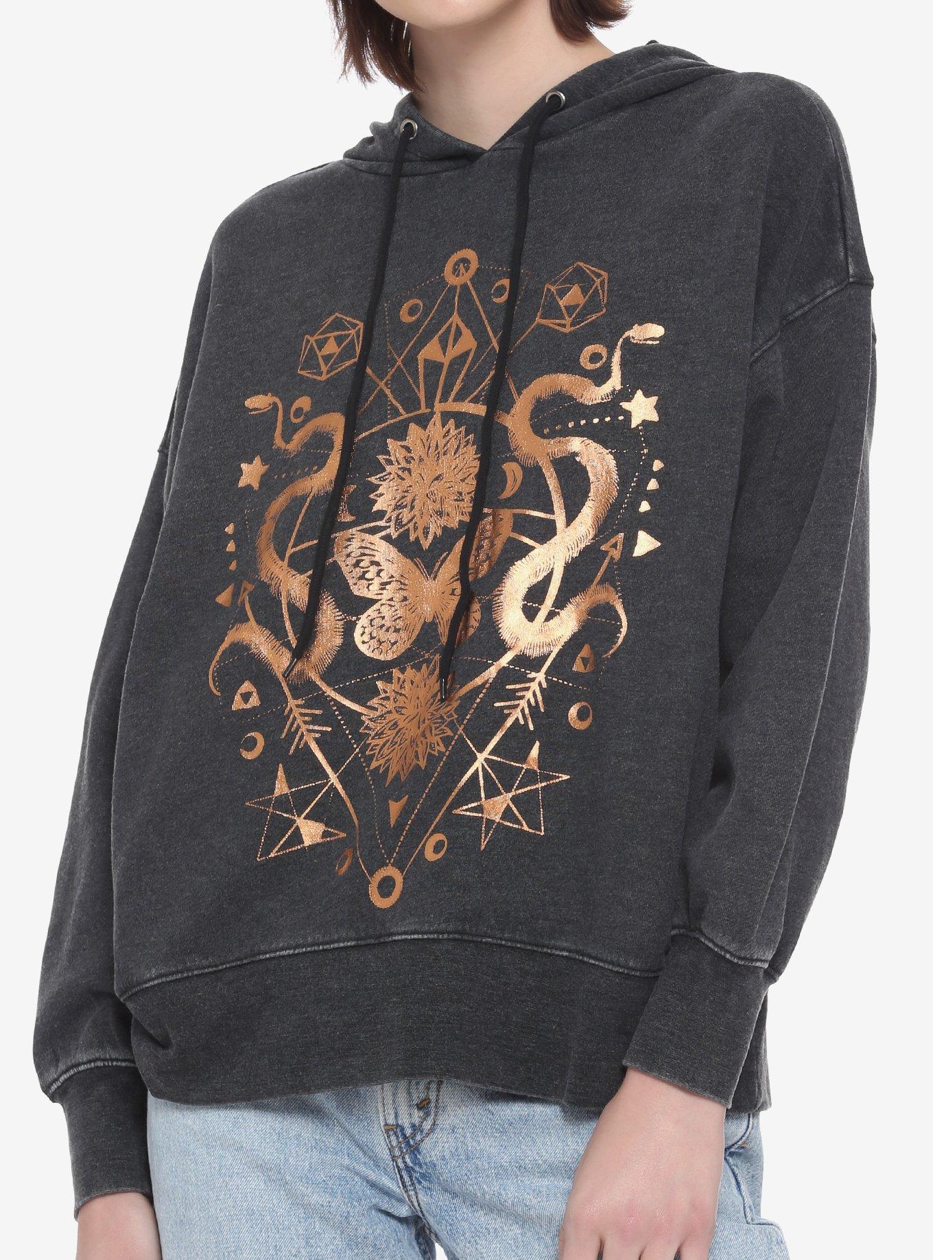 Alchemy Symbol Mineral Wash Girls Hoodie, MINERAL BLACK, hi-res