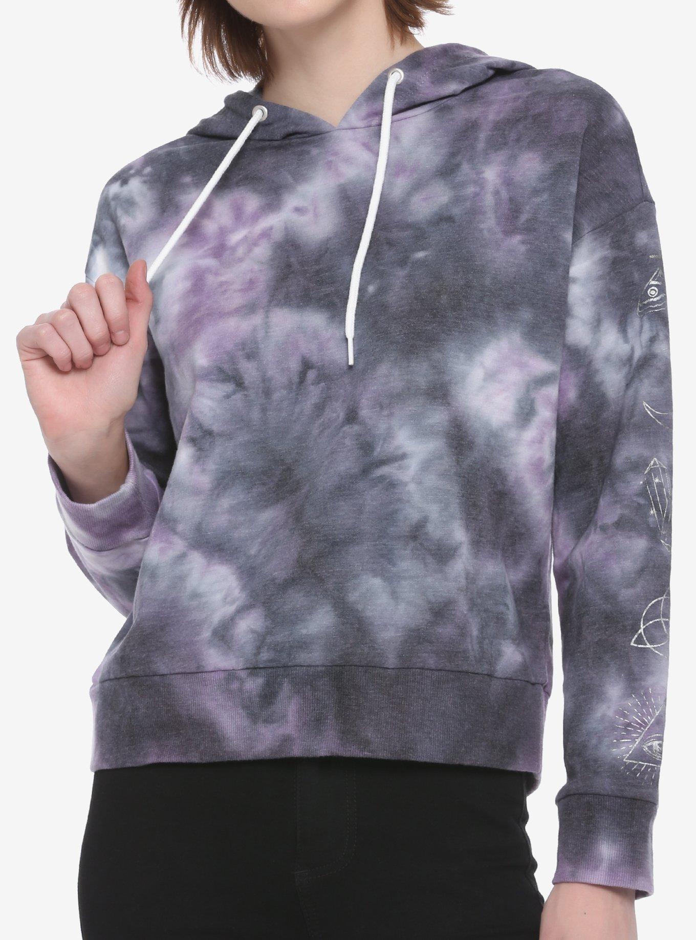 Mystic Purple & Black Tie-Dye Girls Hoodie, TIE DYE, hi-res