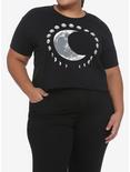 Moon Phases Boxy Girls Crop T-Shirt Plus Size, BLACK, hi-res