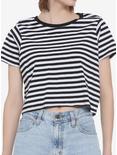Black & White Stripe Girls Crop T-Shirt, STRIPES, hi-res