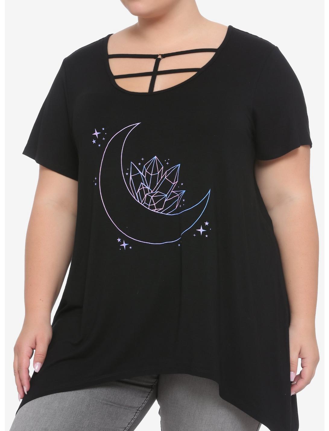 Moon Crystals Shark Bite Strappy Girls Top Plus Size, BLACK, hi-res