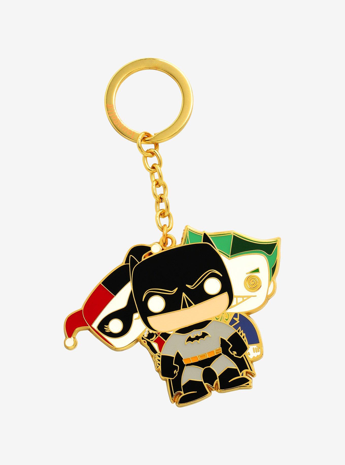 Funko Pop! DC Comics Batman Joker Harley Quinn Enamel Key Chain, , hi-res