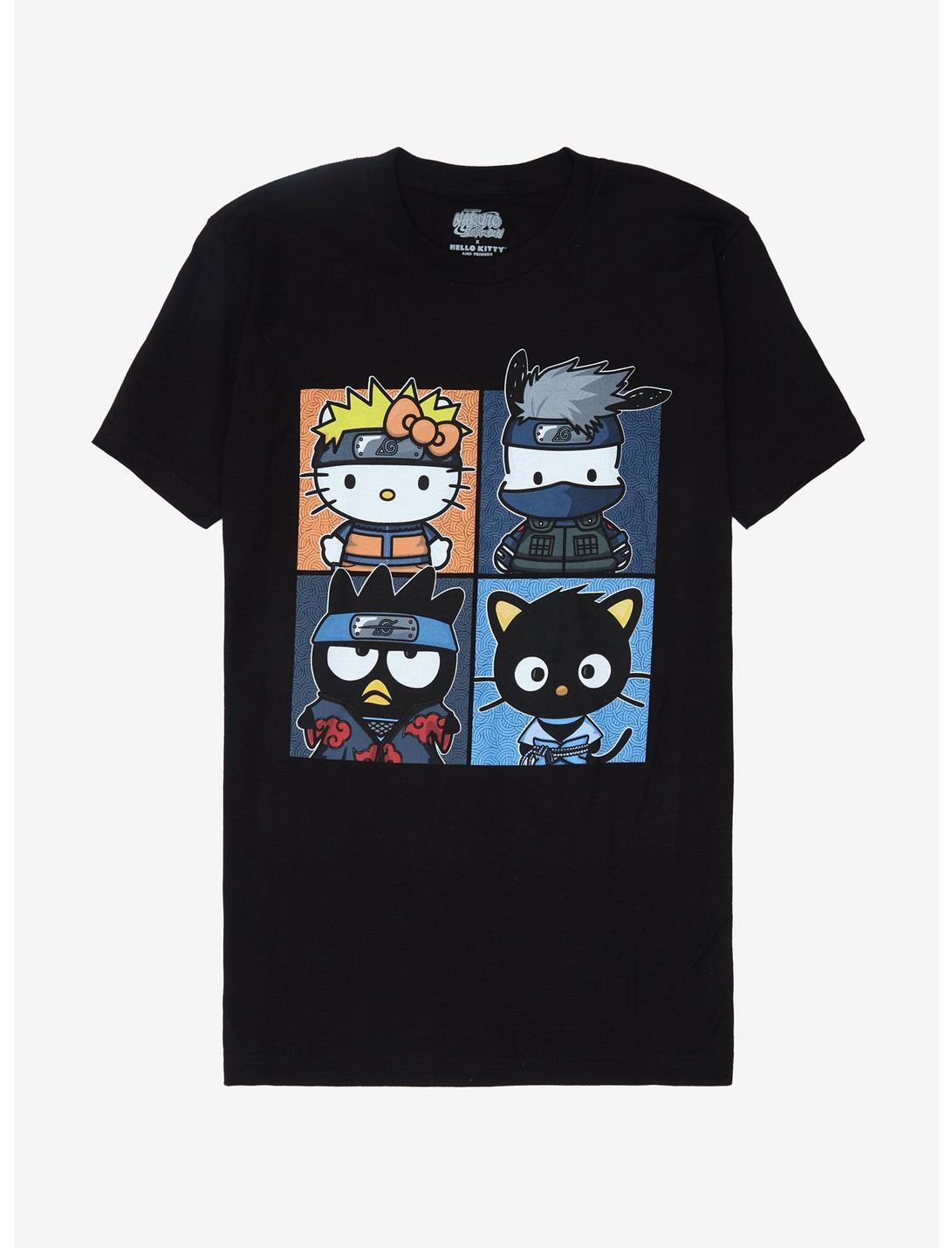 Naruto Shippuden X Hello Kitty And Friends Character Boxes T-Shirt, BLACK, hi-res