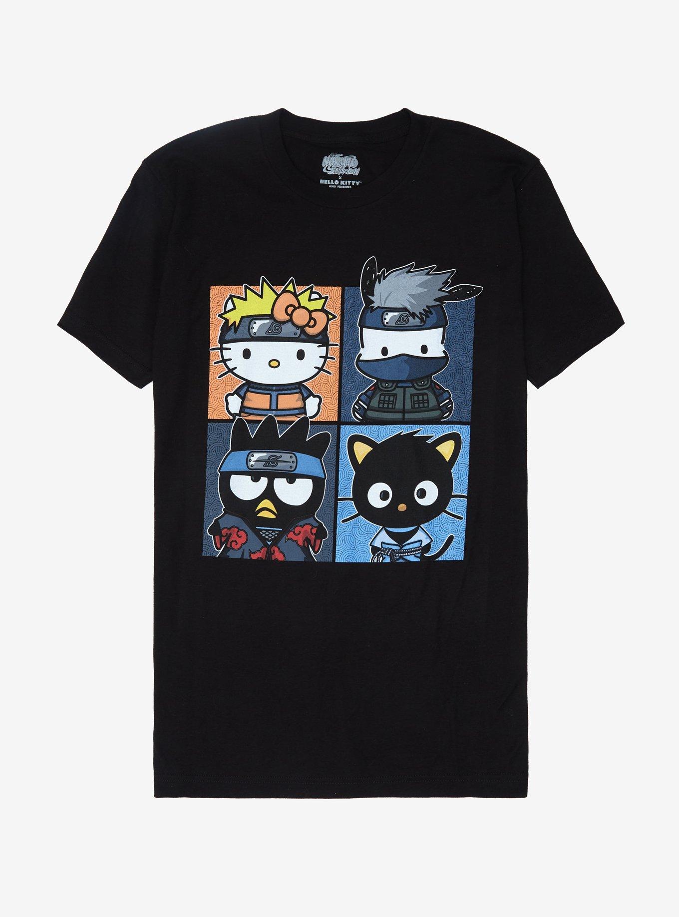 Naruto Shippuden X Hello Kitty And Friends Character Boxes T-Shirt, BLACK, hi-res