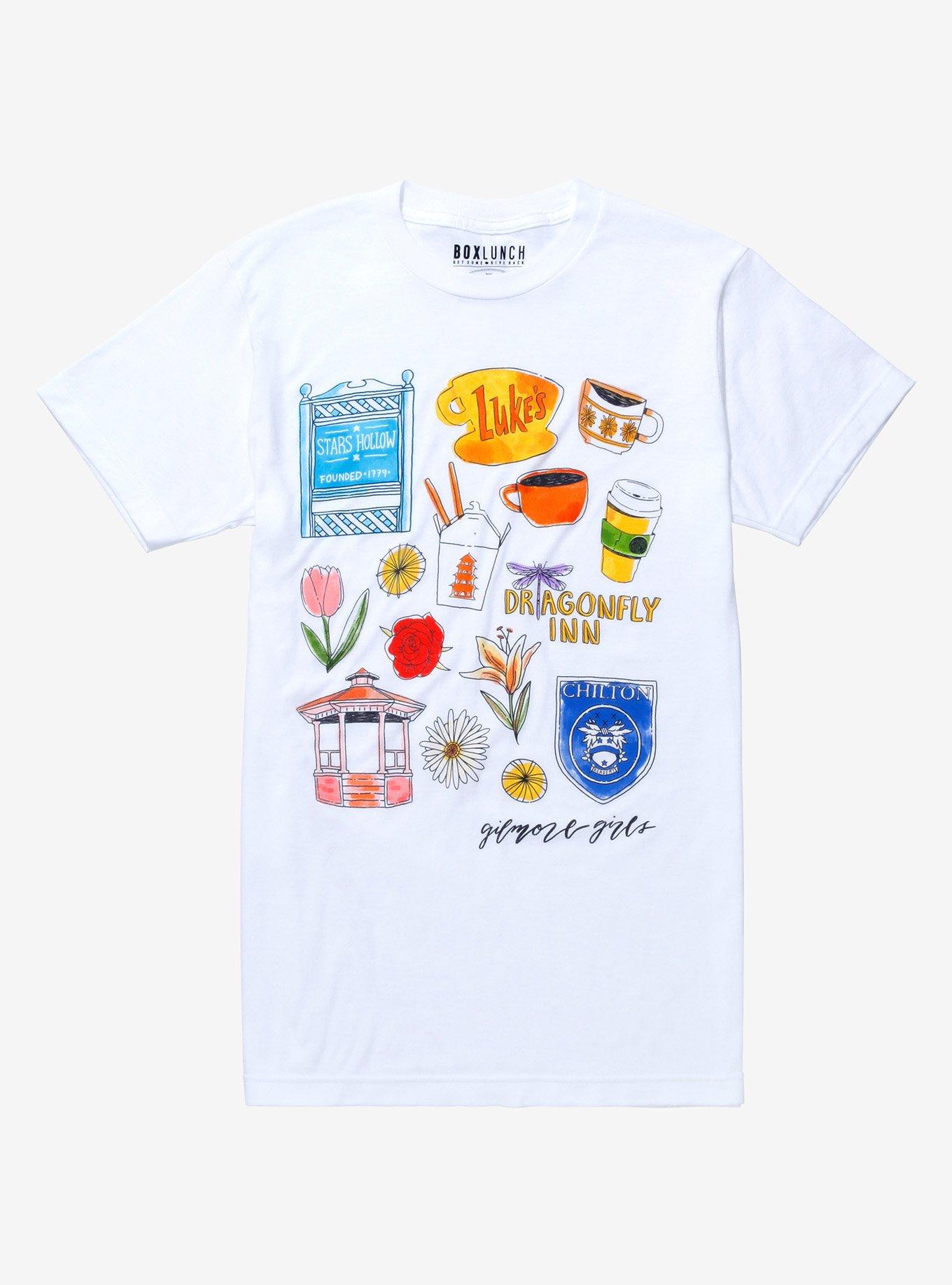 Gilmore Girls Icons T-Shirt - BoxLunch Exclusive, WHITE, hi-res