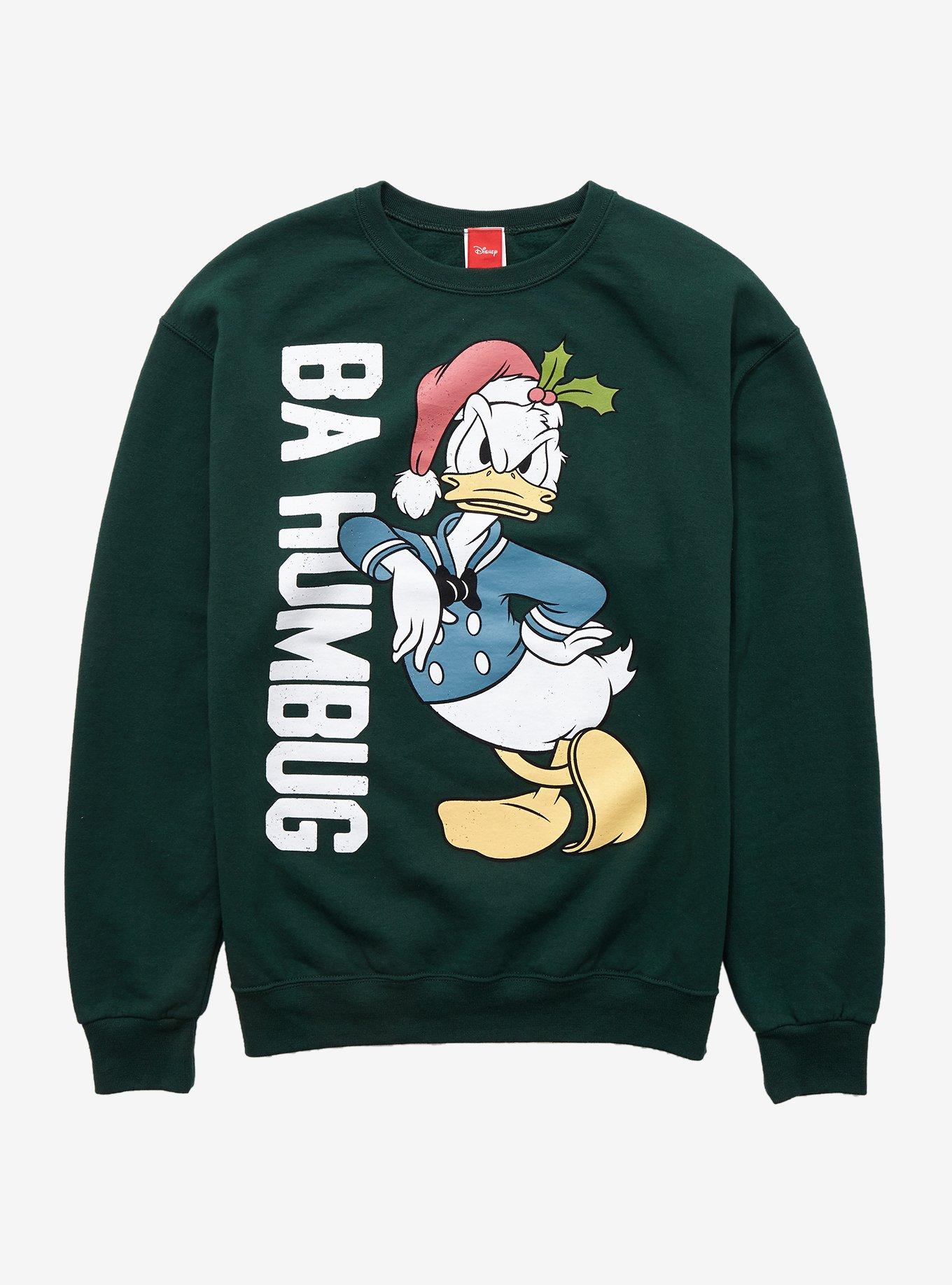 Disney Donald Duck Ba Humbug Women's Crewneck - BoxLunch Exclusive, GREEN, hi-res