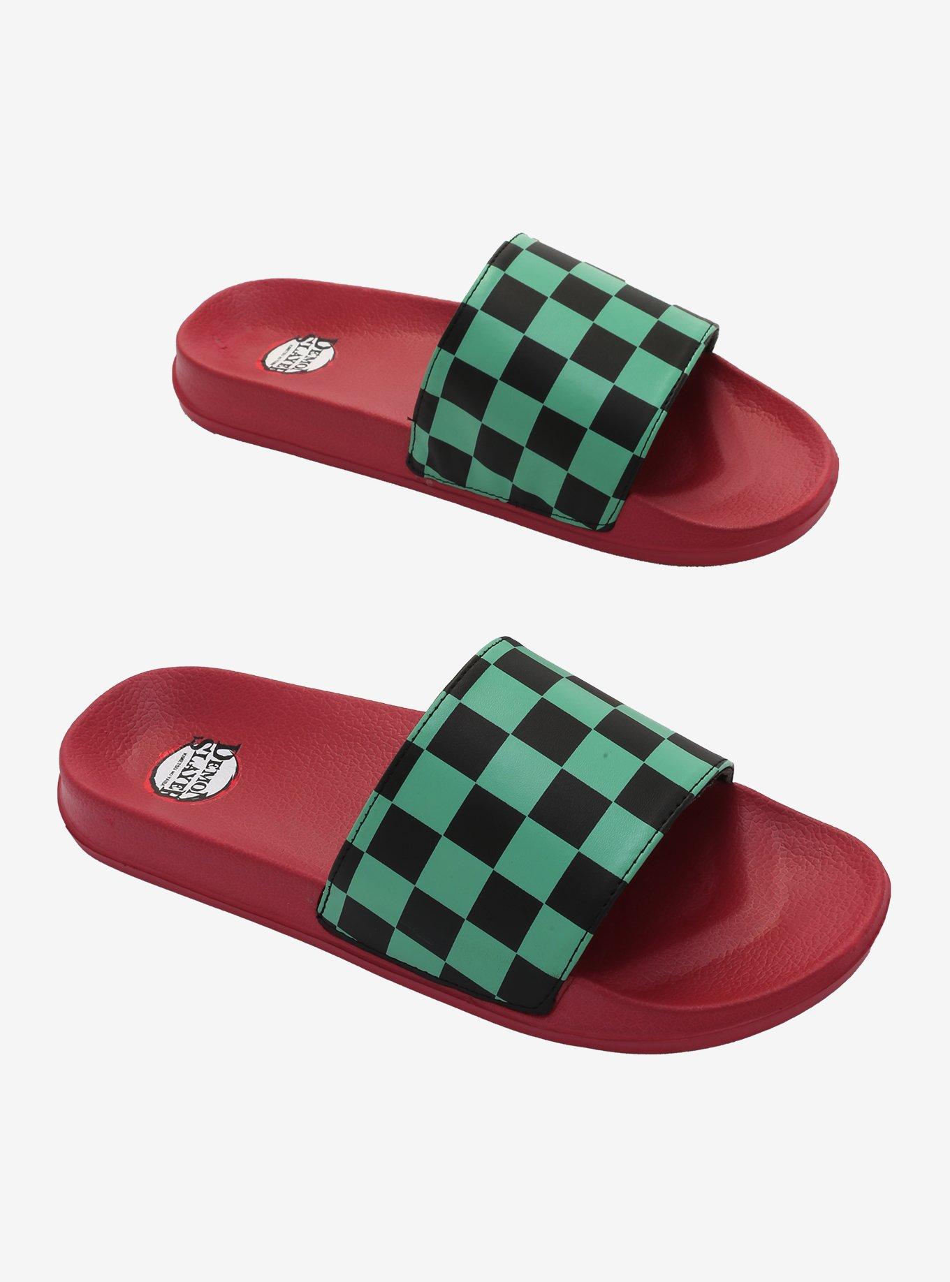 Demon Slayer: Kimetsu No Yaiba Tanjiro Checkered Slide Sandals, MULTI, hi-res
