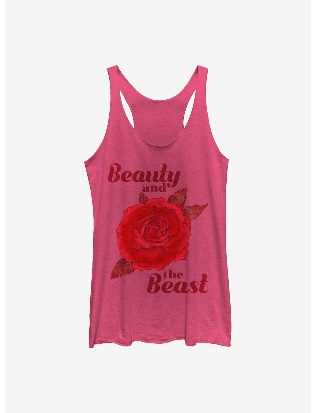 Disney Beauty And The Beast Beauty Rose Womens Tank Top, PINK HTR, hi-res