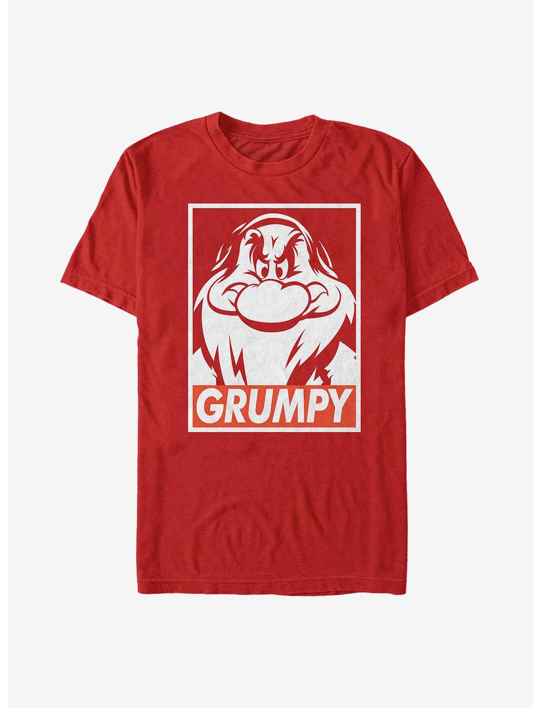 Disney Snow White And The Seven Dwarfs Grumpy Poster T-Shirt, RED, hi-res
