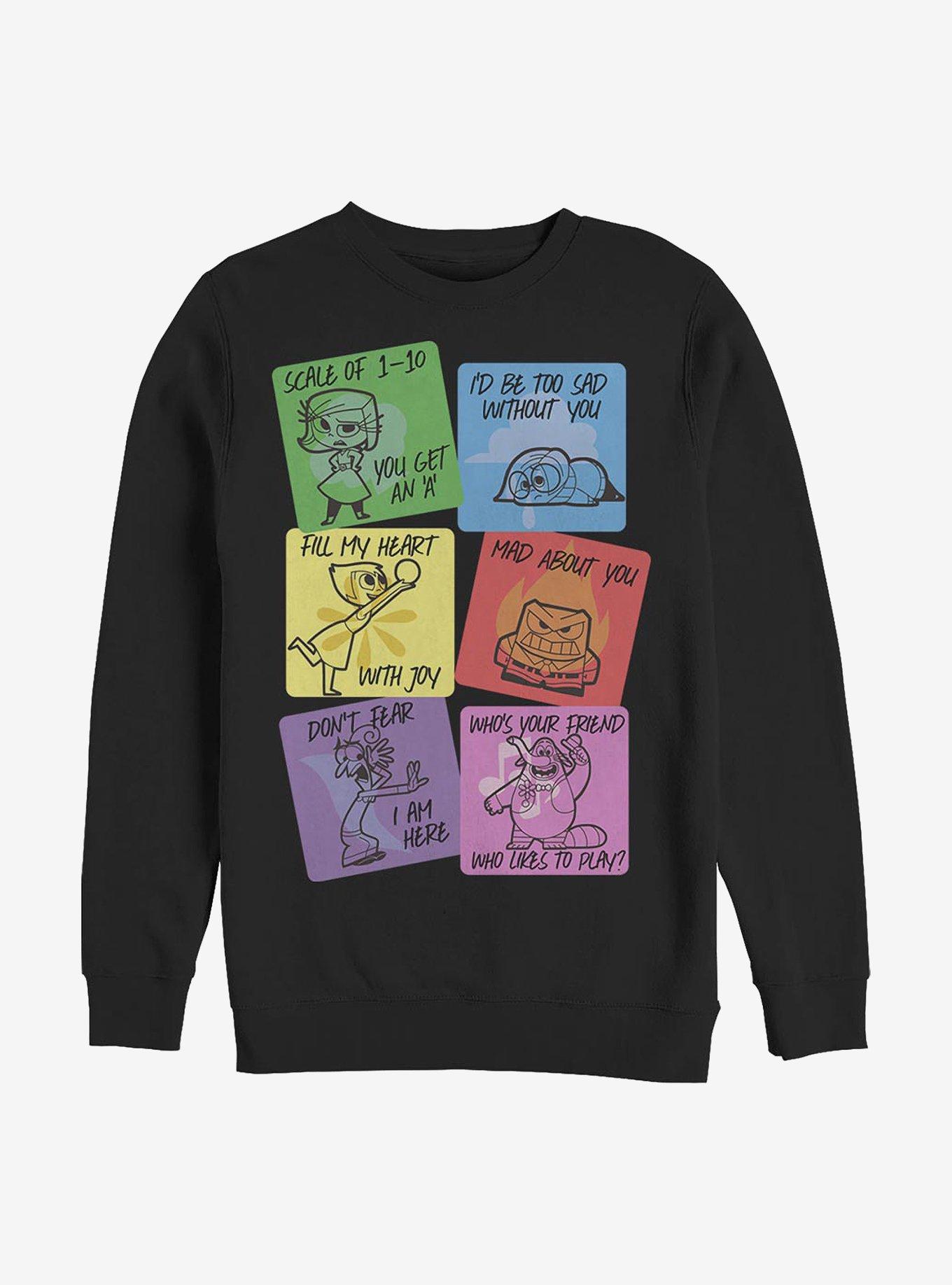 Disney Pixar Inside Out Vday Cards Sweatshirt, BLACK, hi-res