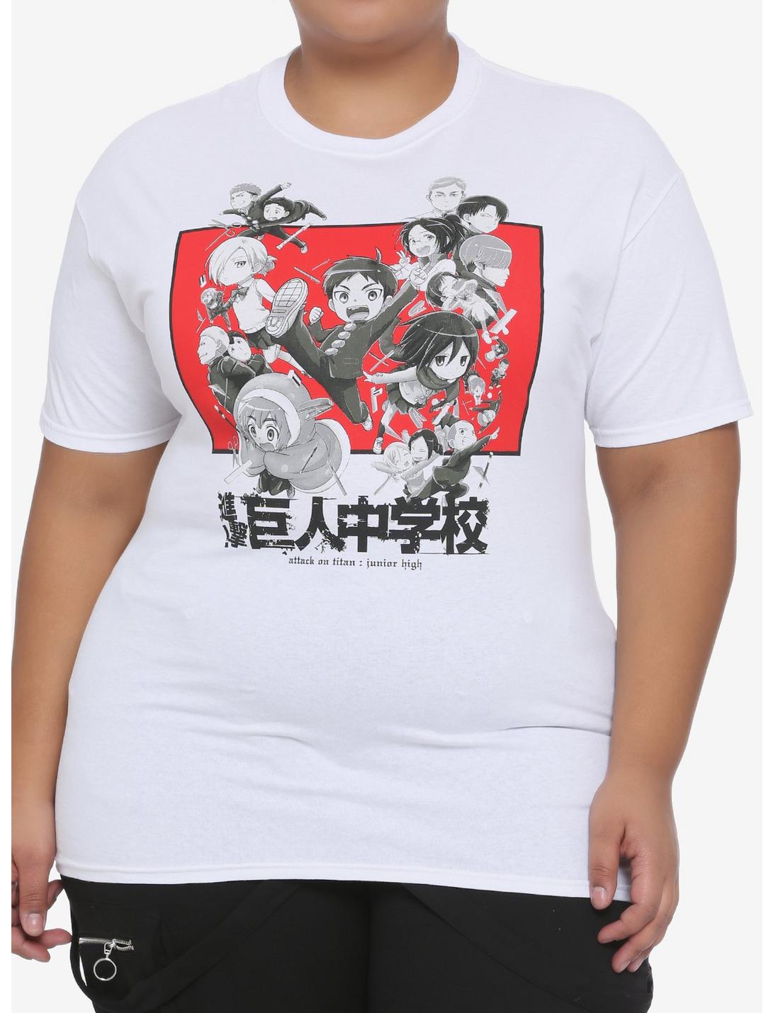 Attack On Titan: Junior High Characters Boyfriend Fit Girls T-Shirt Plus Size, MULTI, hi-res