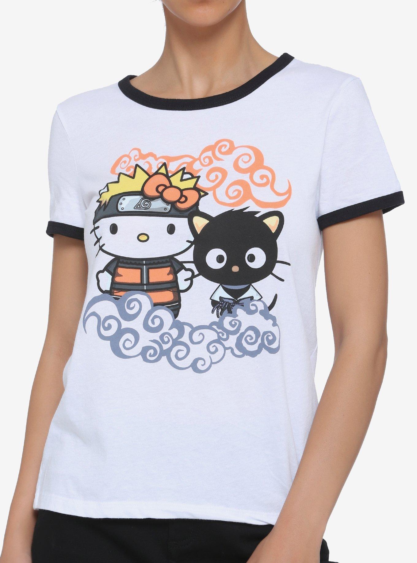 Naruto Shippuden X Hello Kitty And Friends Clouds Girls Ringer T-Shirt ...