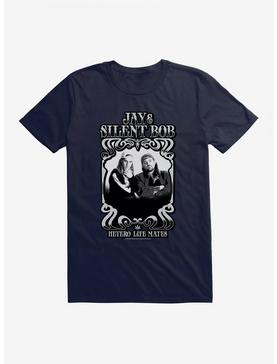 Jay And Silent Bob Black And White Portrait T-Shirt, NAVY, hi-res