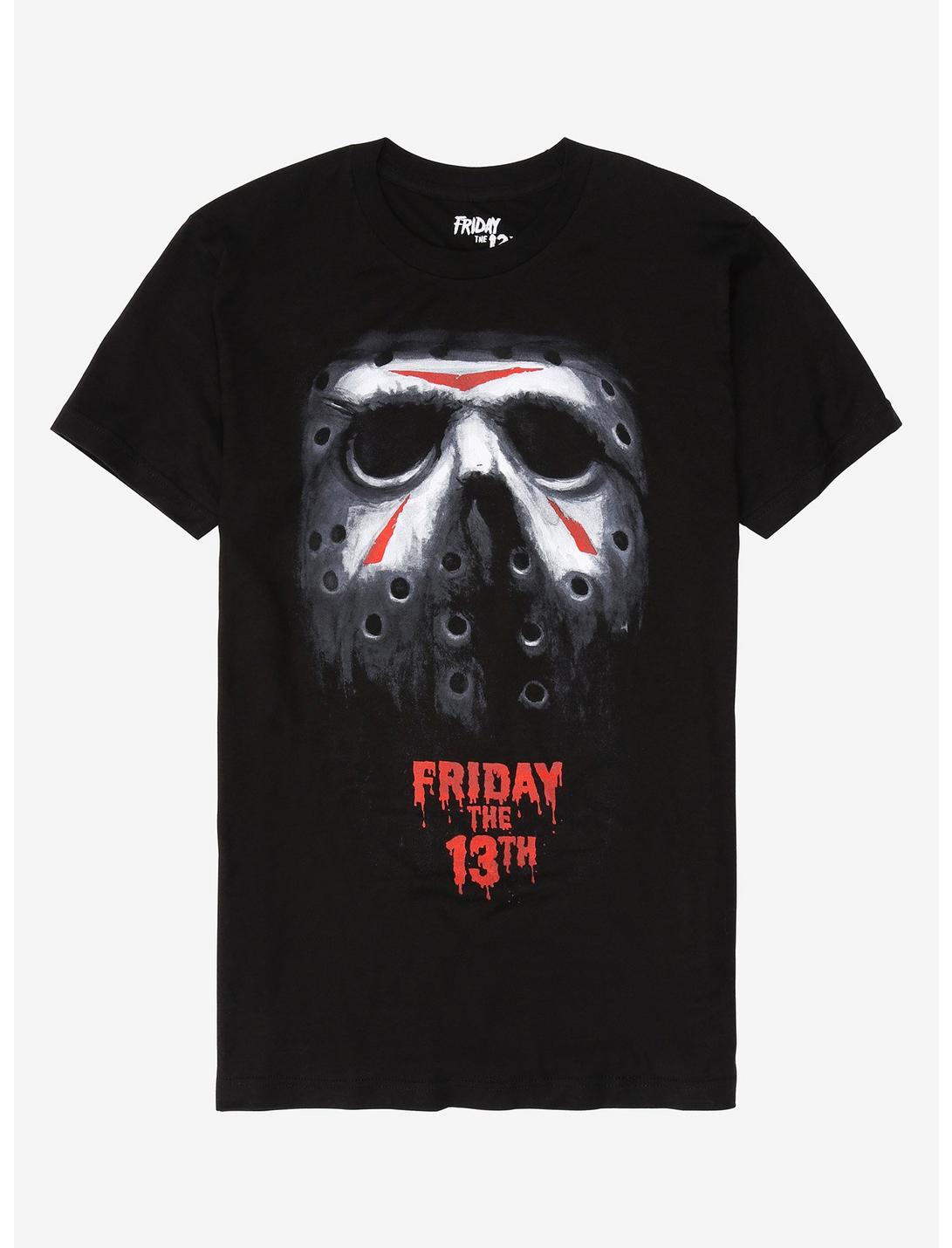 Friday The 13th Painted Mask T-Shirt, BLACK, hi-res