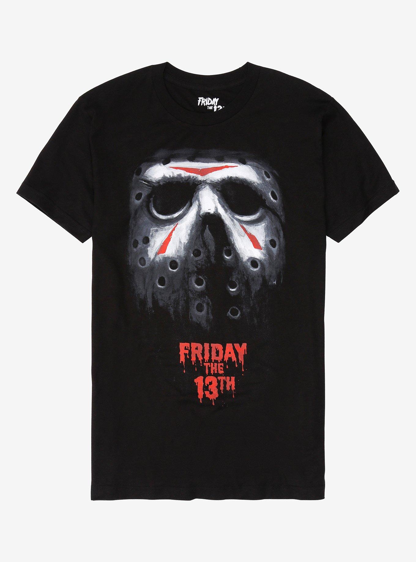 Friday The 13th Painted Mask T-Shirt, BLACK, hi-res