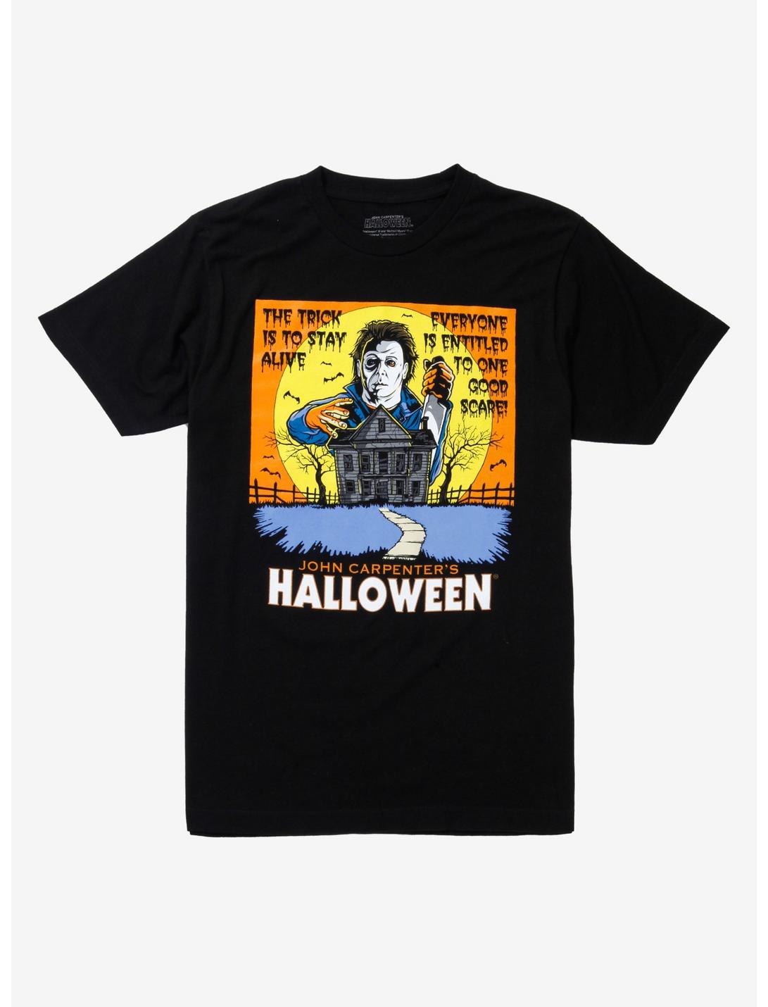 Halloween Cartoon Poster T-Shirt, BLACK, hi-res