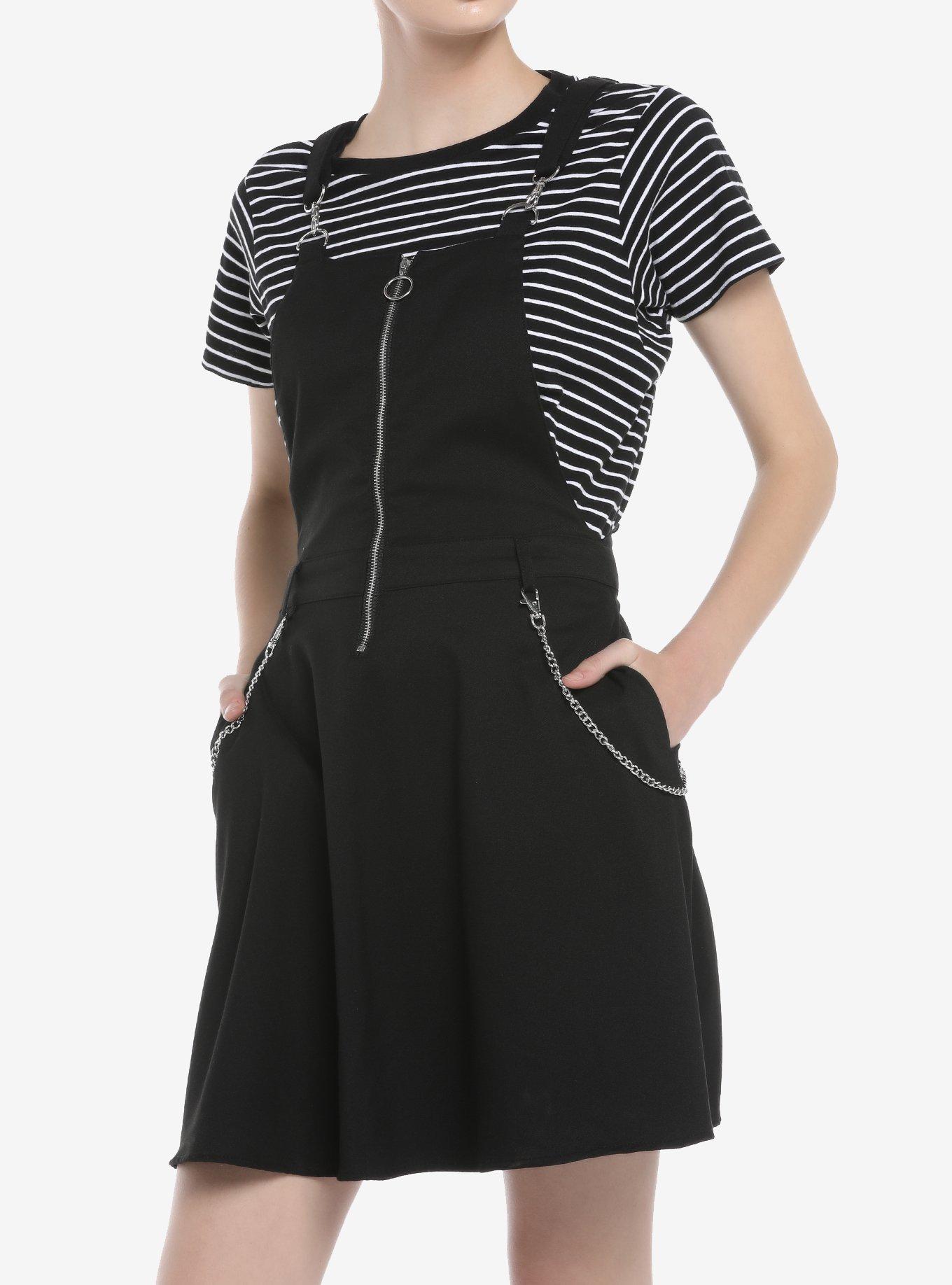 O-Ring Zipper & Chain Skirtall, BLACK, hi-res