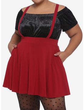Plus Size Red Suspender Circle Skirt Plus Size, , hi-res