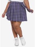 Purple Plaid Suspender Skirt Plus Size, PLAID - PURPLE, hi-res