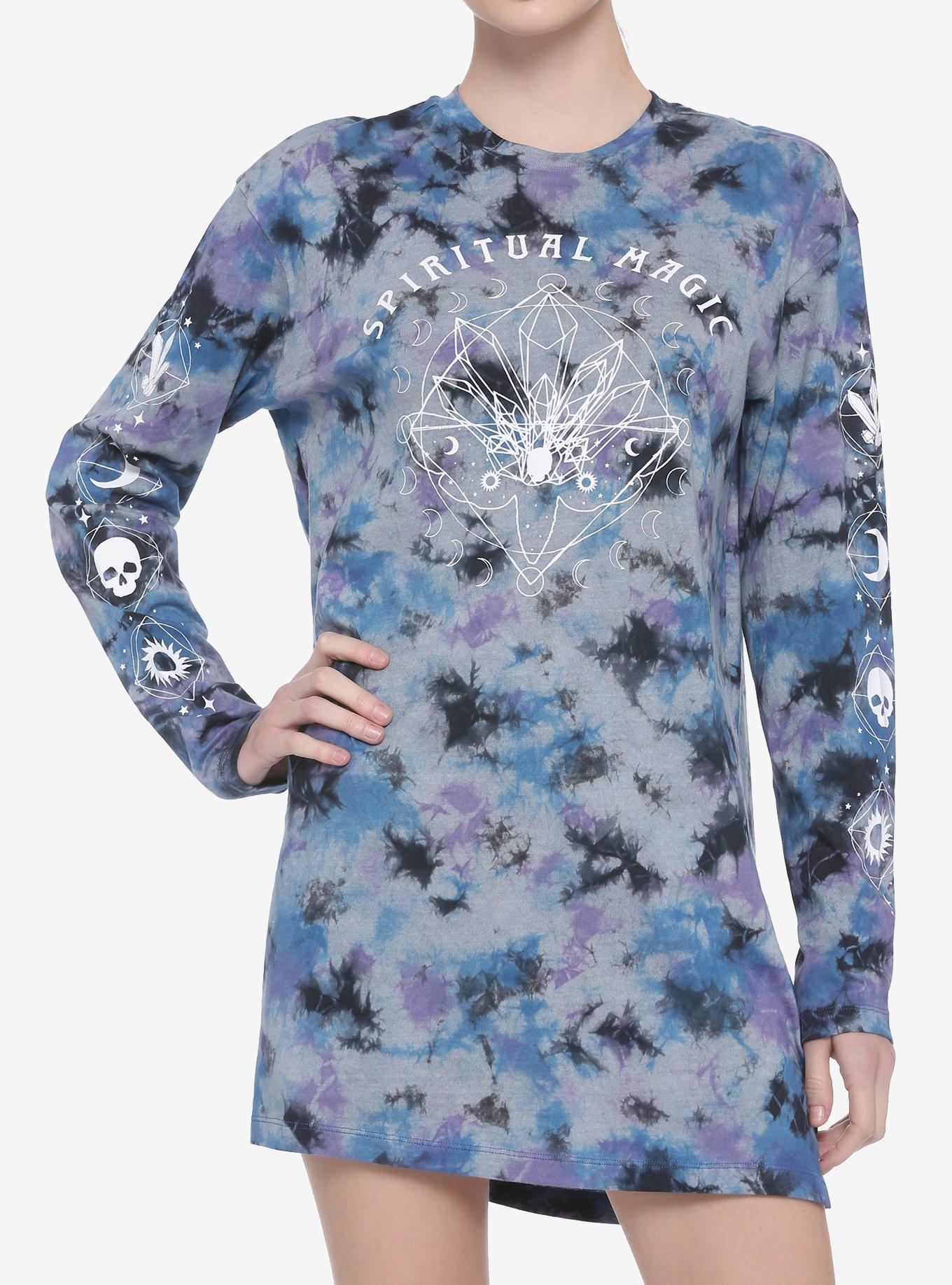 chinese dress ladies Steel blue tie-dye georgette dress main image 0