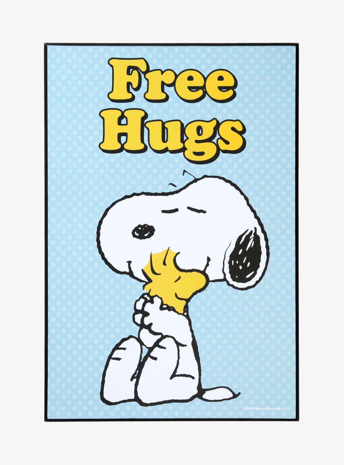 Peanuts Snoop & Woodstock Free Hugs Wood Wall Art, , hi-res