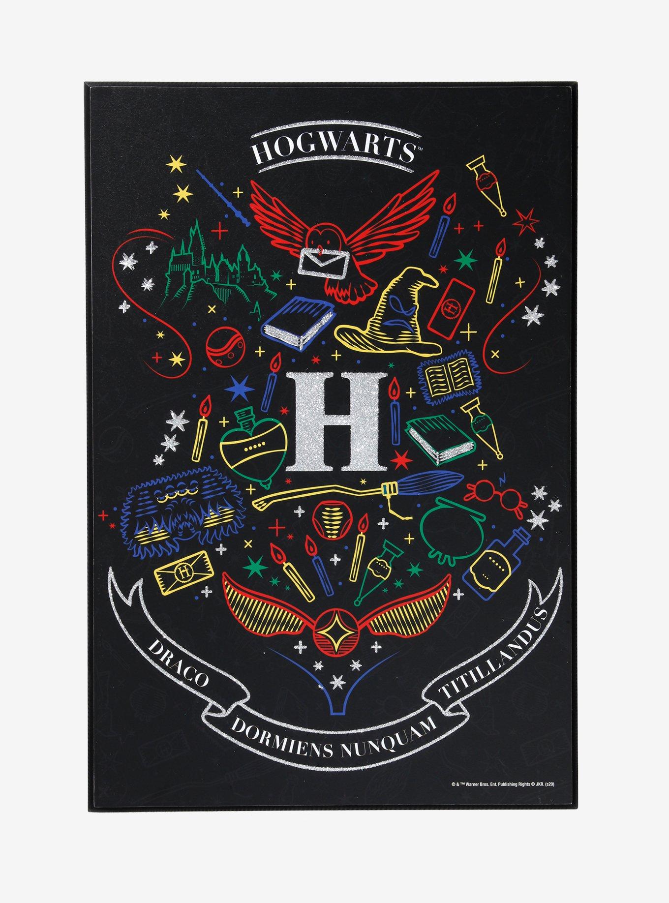 Harry Potter Hogwarts Glitter Doodle Wood Wall Art, , hi-res