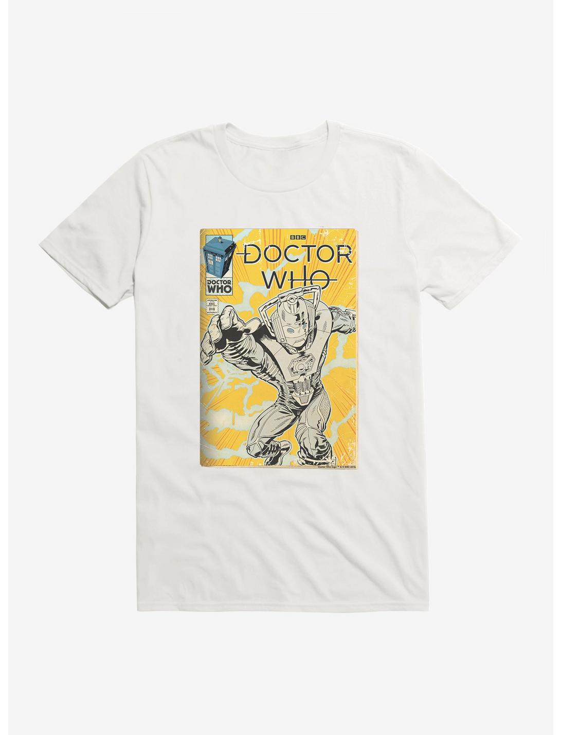Doctor Who Cybermen Yellow Comic T-Shirt, WHITE, hi-res